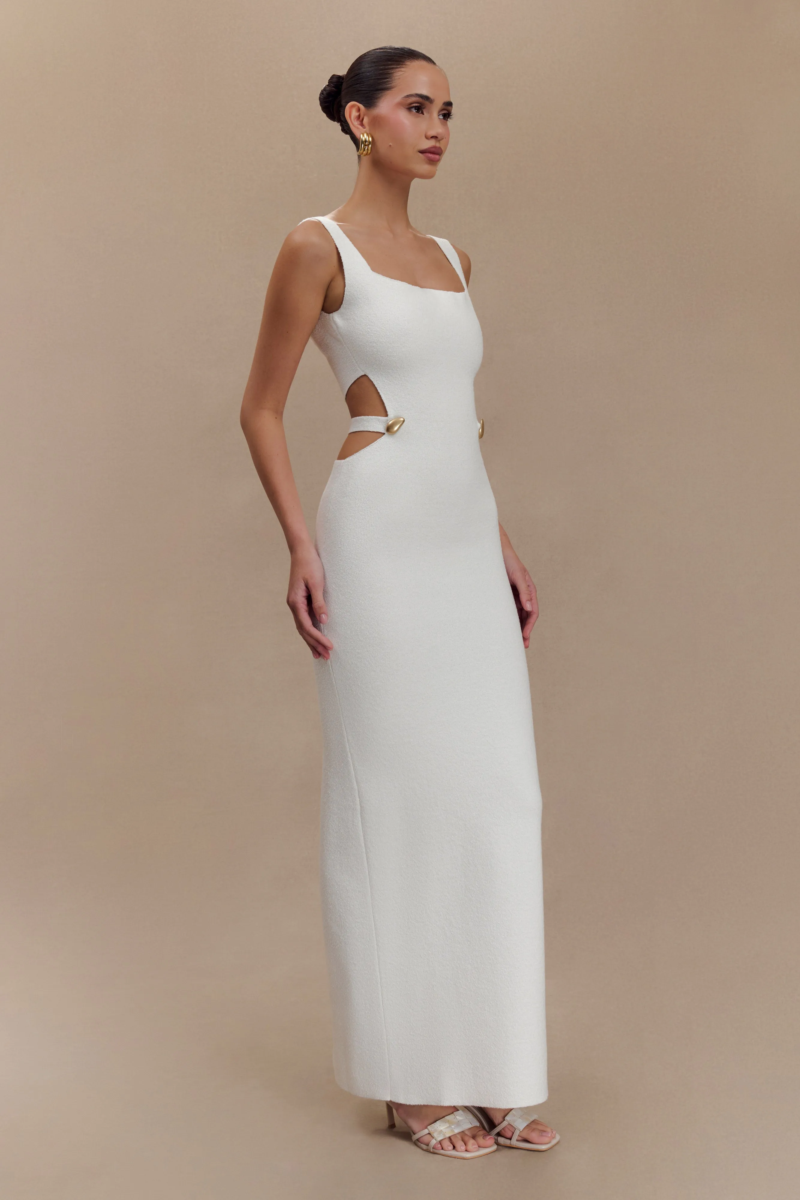Alysanne Cut Out Knit Maxi Dress - White sold by Meshki product image thumbnail 4