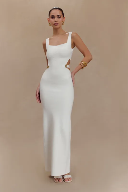 Alysanne Cut Out Knit Maxi Dress - White sold by Meshki