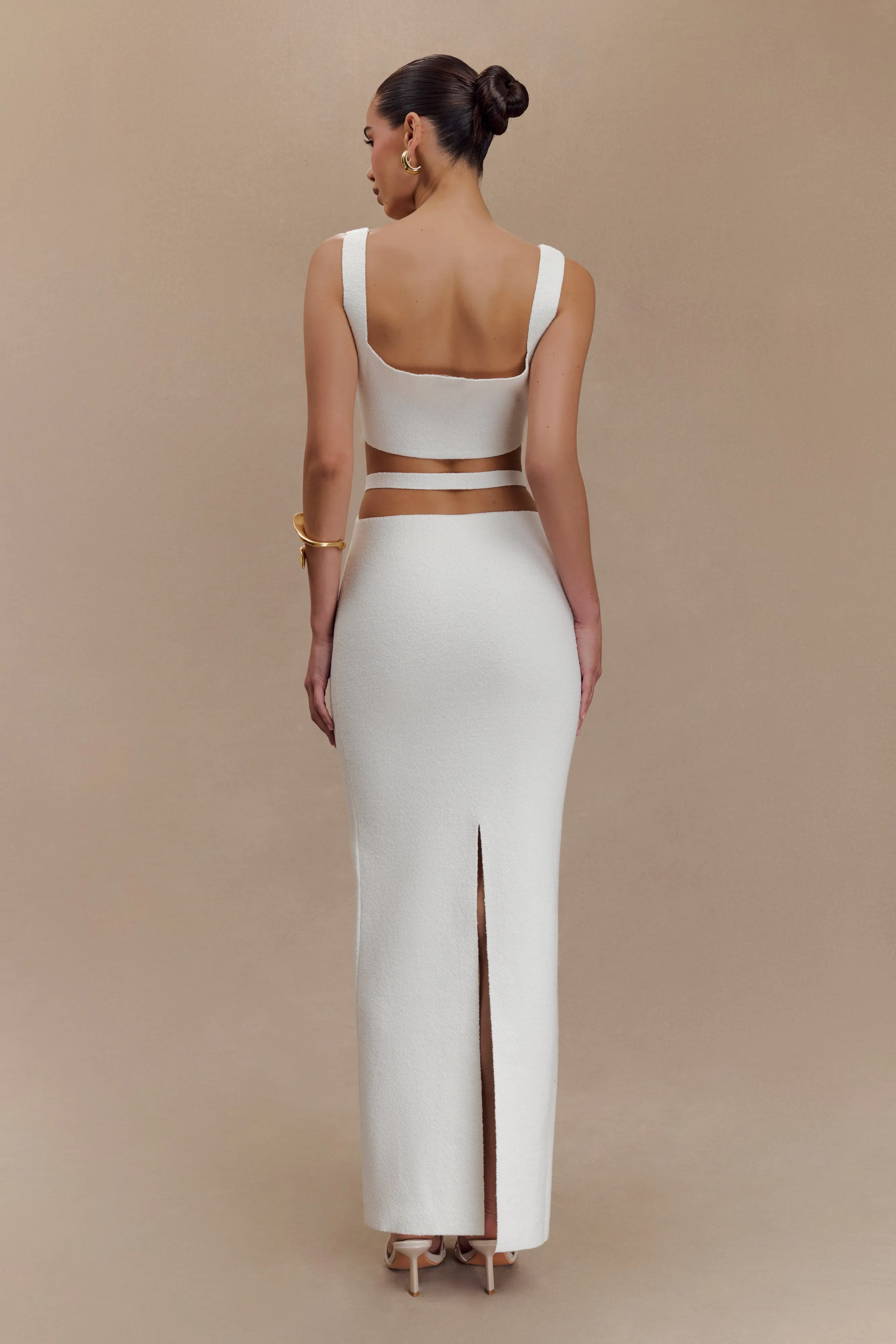 Alysanne Cut Out Knit Maxi Dress - White sold by Meshki product image thumbnail 2