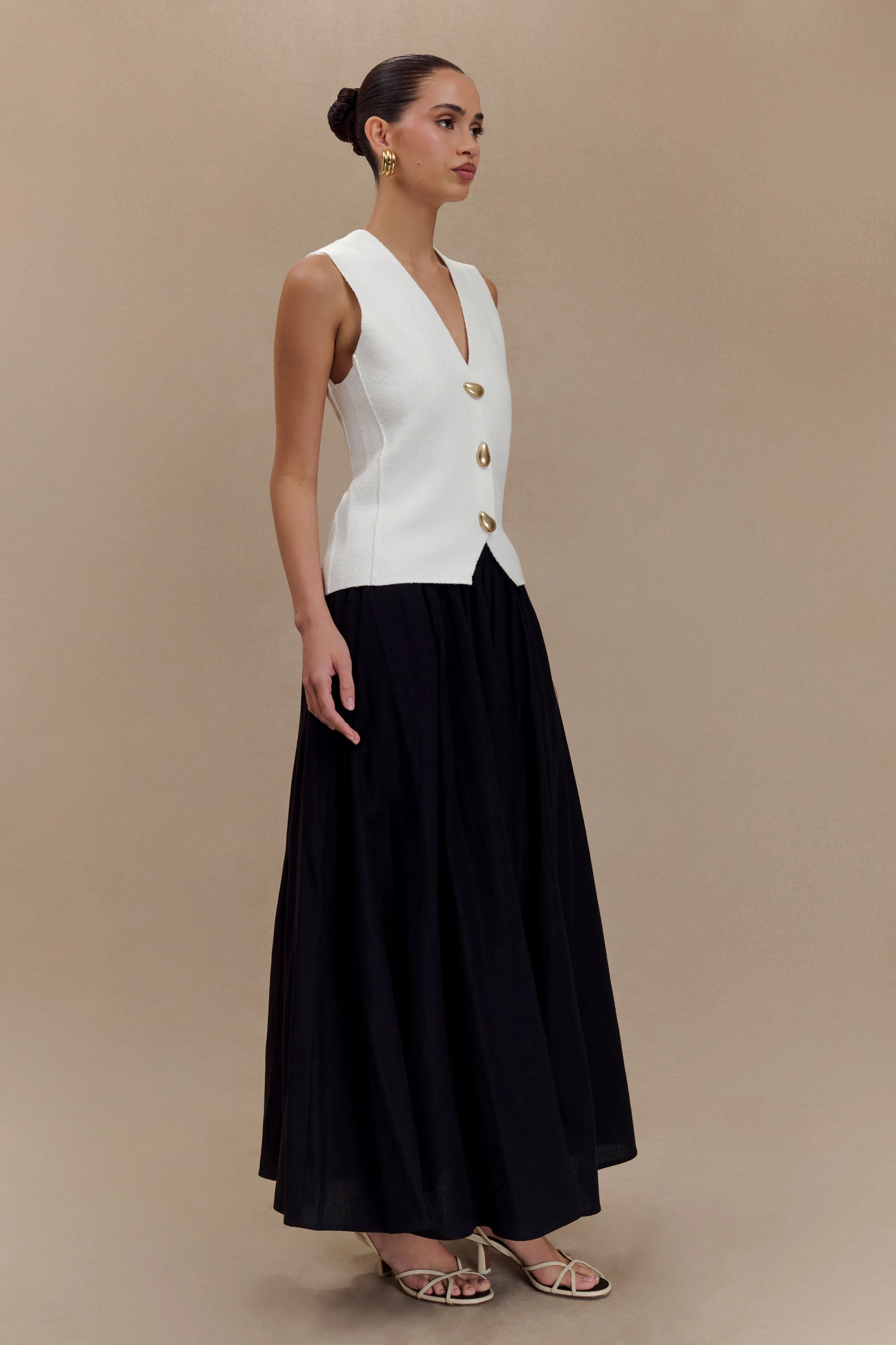 Clarence Linen A-Line Maxi Skirt - Black sold by Meshki product image thumbnail 5