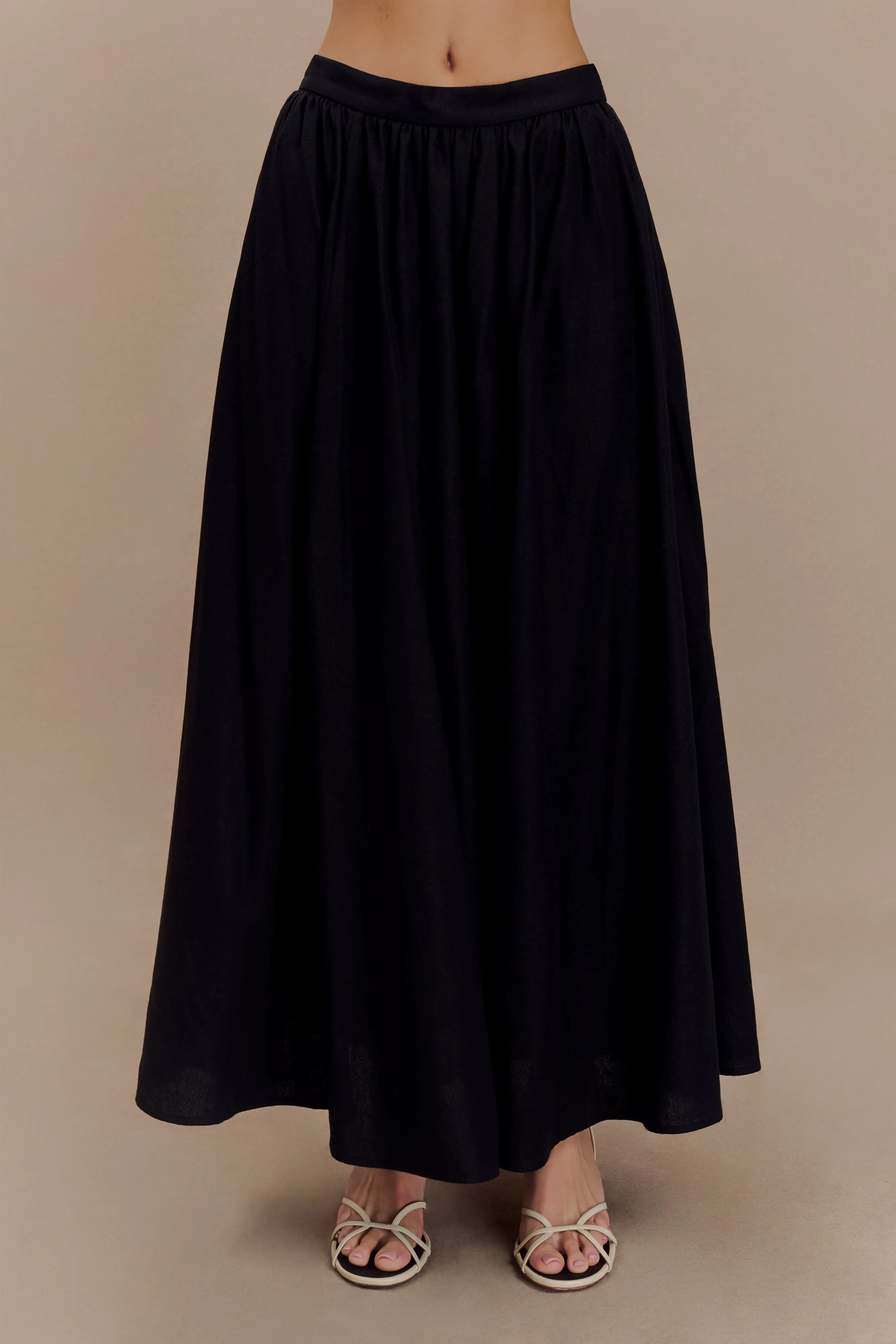 Clarence Linen A-Line Maxi Skirt - Black sold by Meshki product image thumbnail 2
