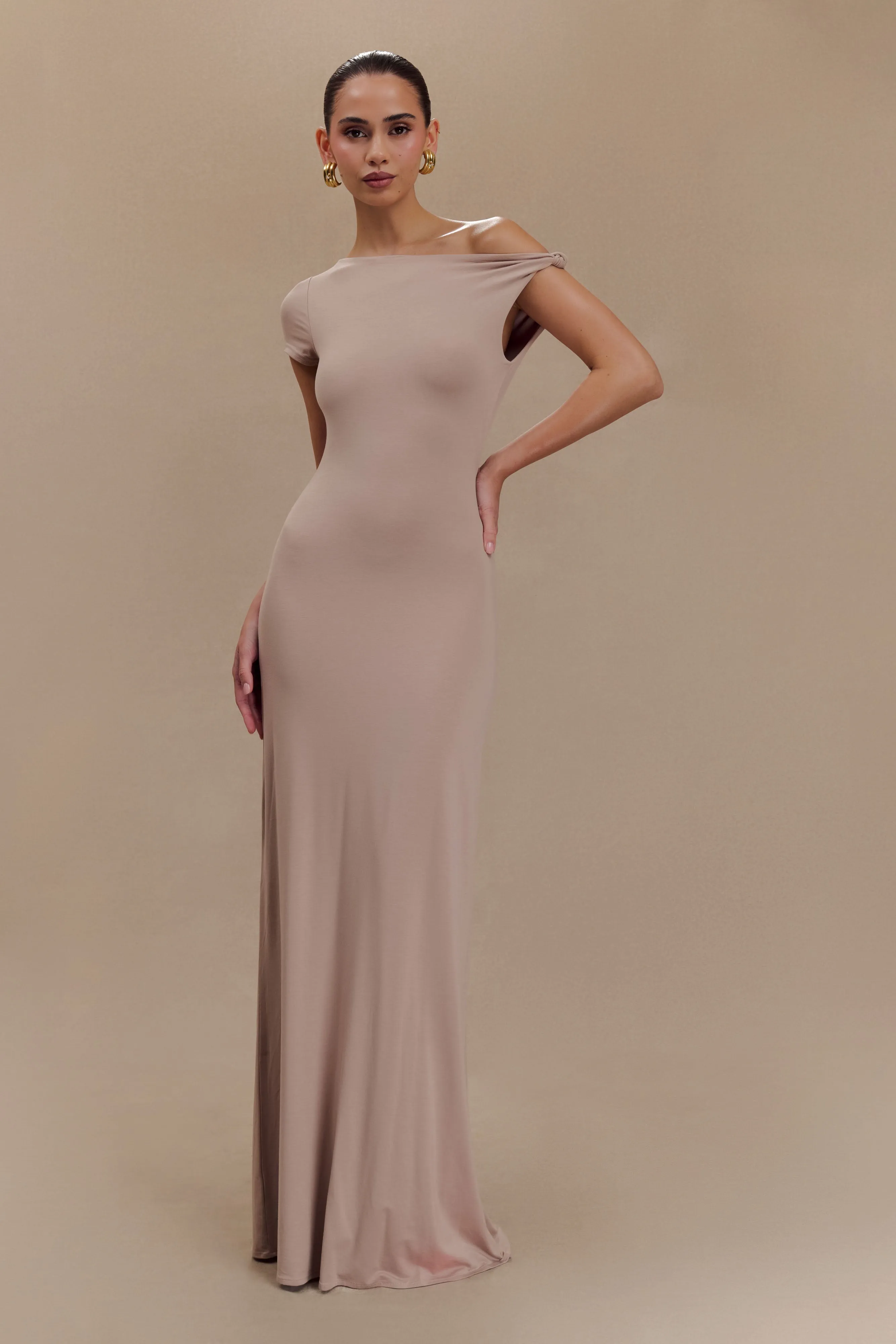 Tamsin Short Sleeve Modal Maxi Dress - Mushroom sold by Meshki