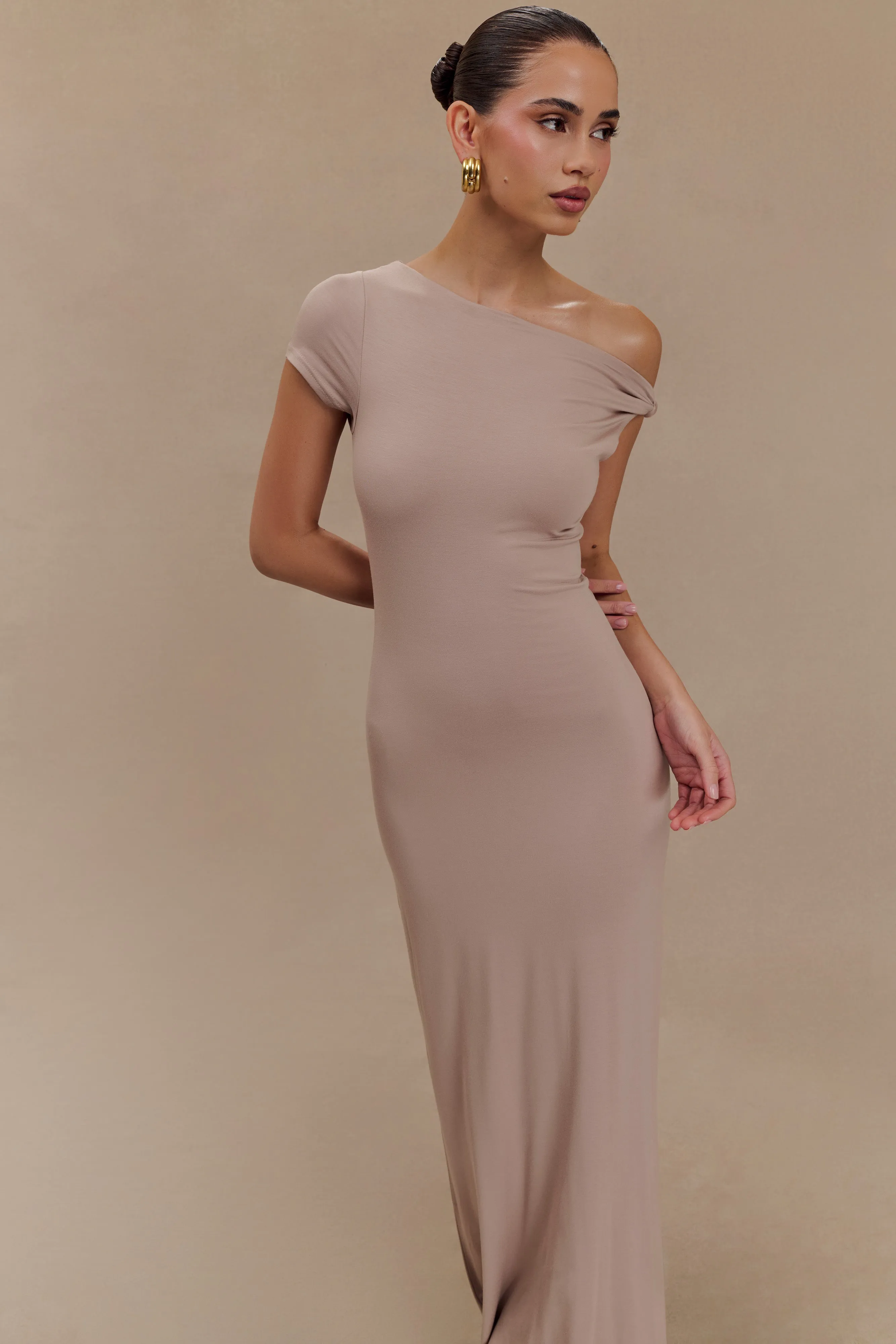 Tamsin Short Sleeve Modal Maxi Dress - Mushroom sold by Meshki product image thumbnail 5