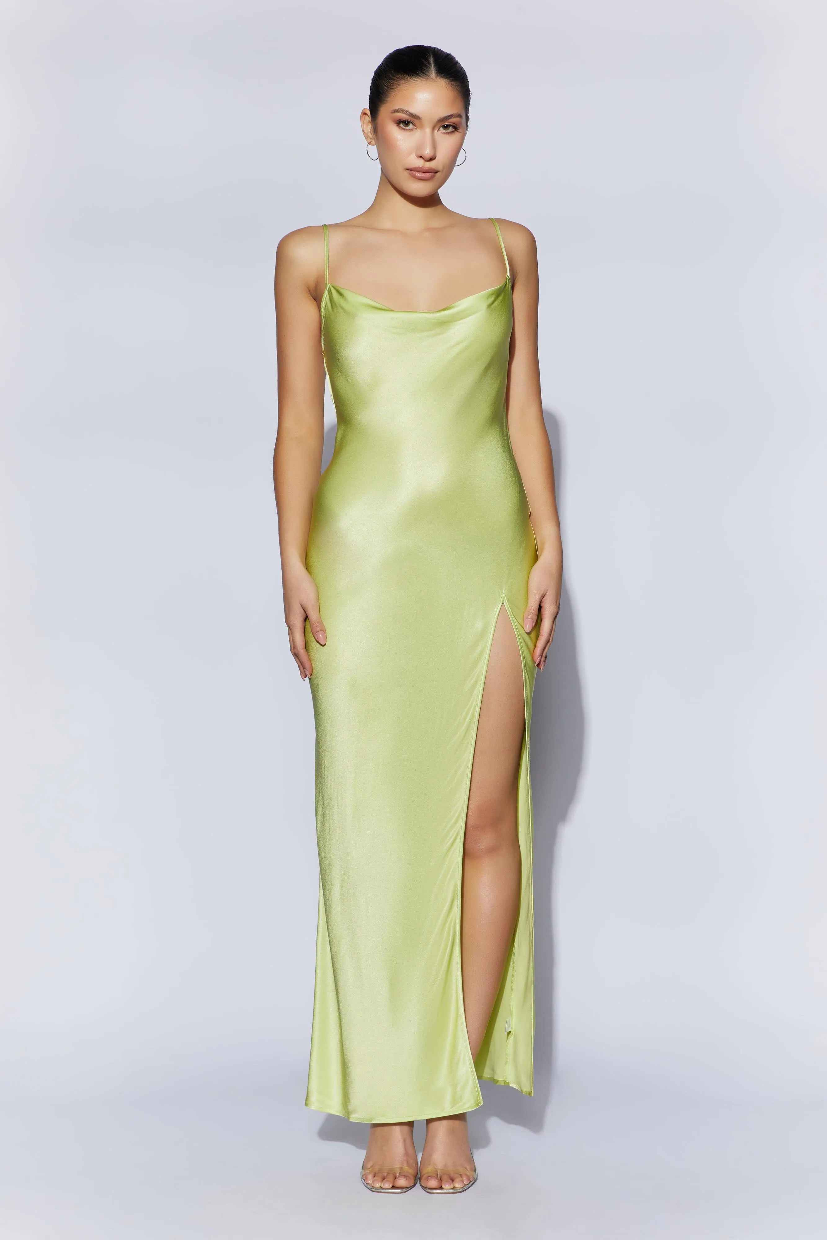 Jade Cowl Neck Backless Maxi Dress - Pistachio Green sold by Meshki product image thumbnail 5
