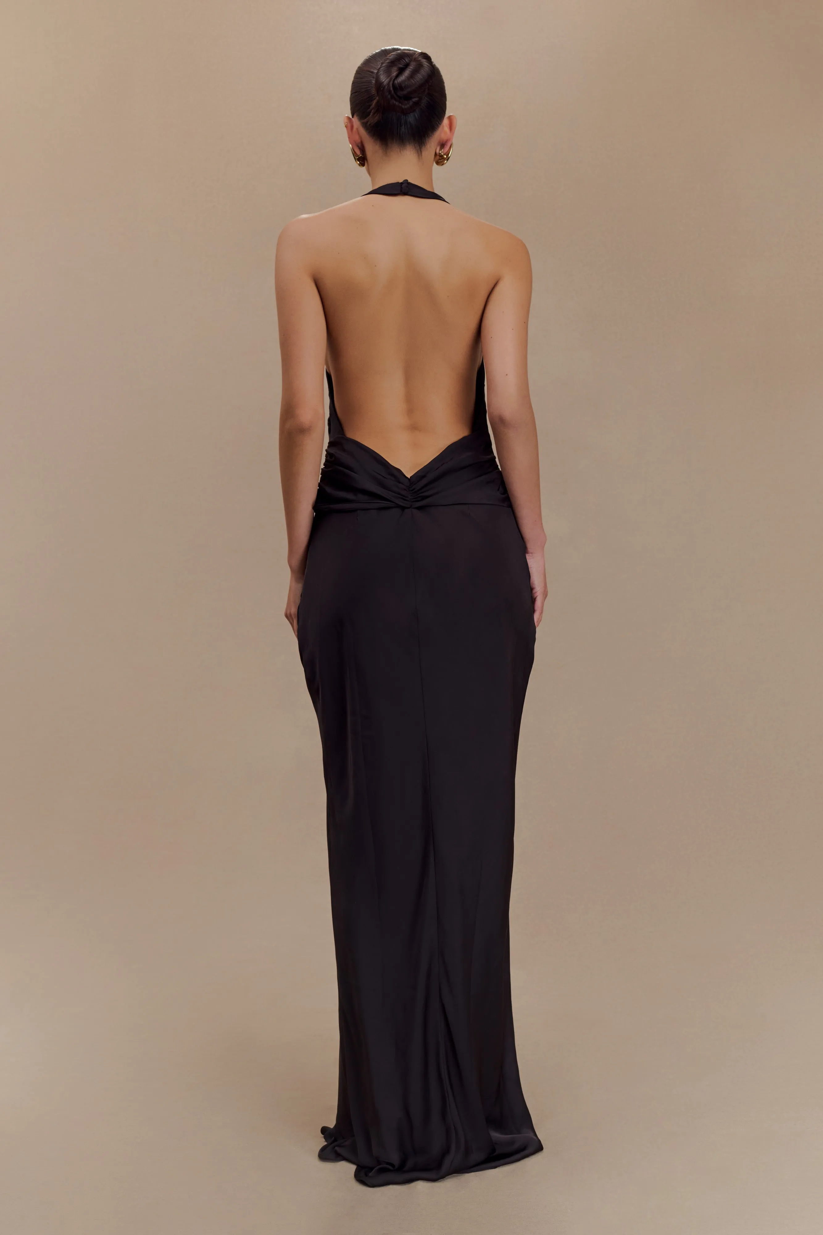 Rinna Satin Halter Maxi Dress - Black sold by Meshki product image thumbnail 2