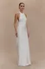 Rinna Satin Halter Maxi Dress - Ivory sold by Meshki