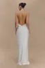 Rinna Satin Halter Maxi Dress - Ivory sold by Meshki
