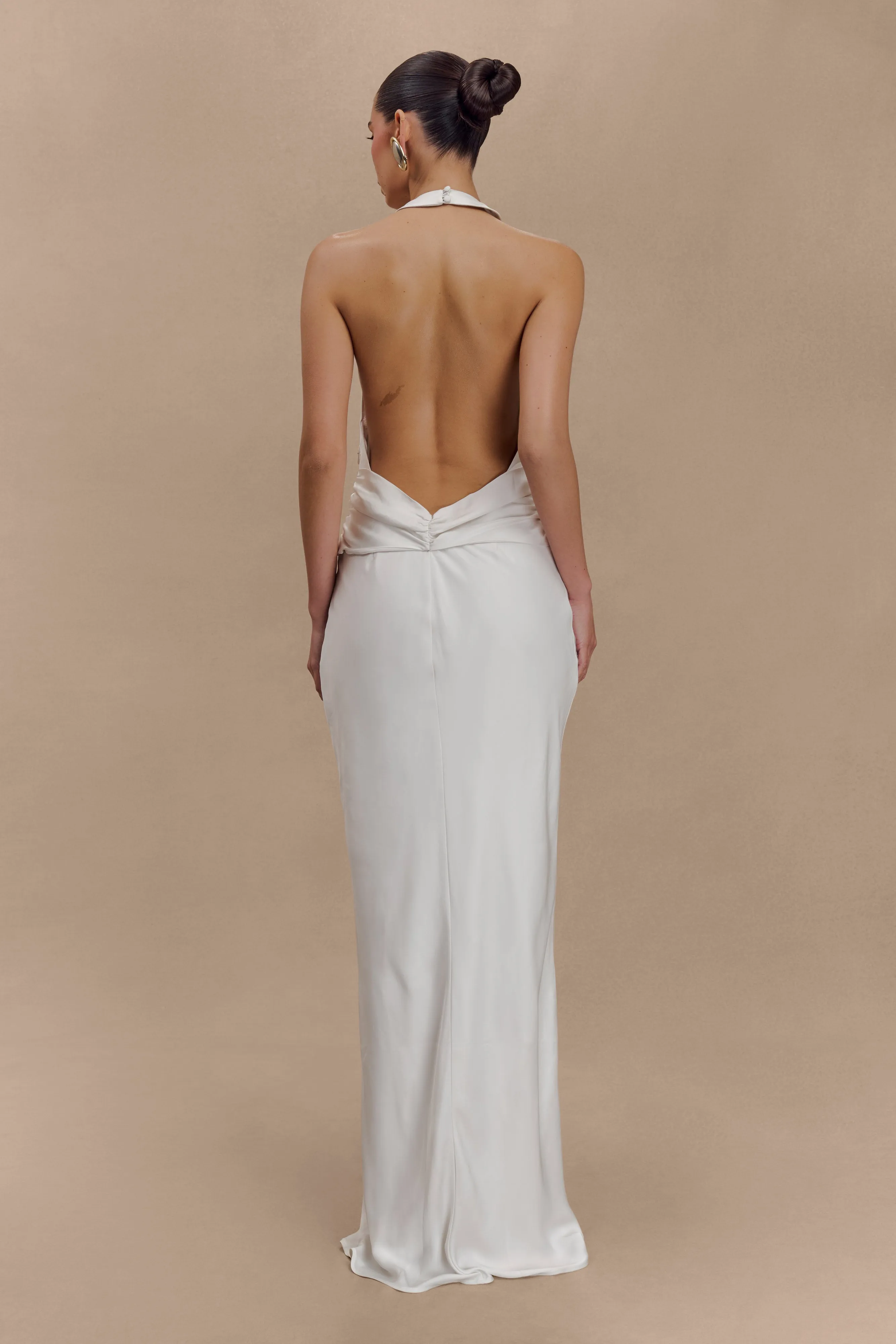 Rinna Satin Halter Maxi Dress - Ivory sold by Meshki product image thumbnail 2