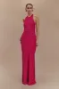 Rinna Satin Halter Maxi Dress - Pink Cherry sold by Meshki