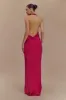 Rinna Satin Halter Maxi Dress - Pink Cherry sold by Meshki