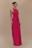 Rinna Satin Halter Maxi Dress - Pink Cherry sold by Meshki