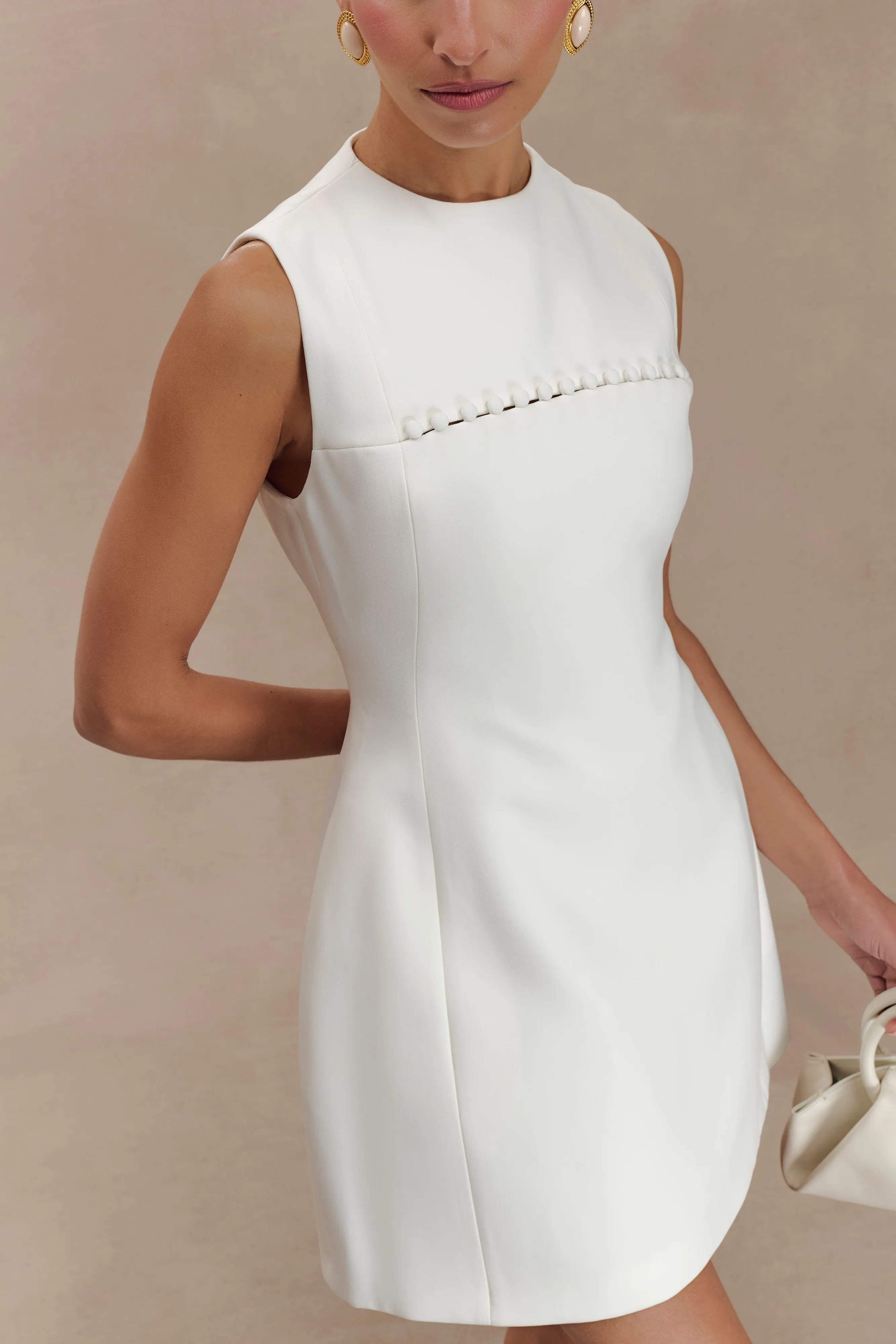 Winona Suiting Mini Dress With Cut Out - White sold by Meshki product image thumbnail 3