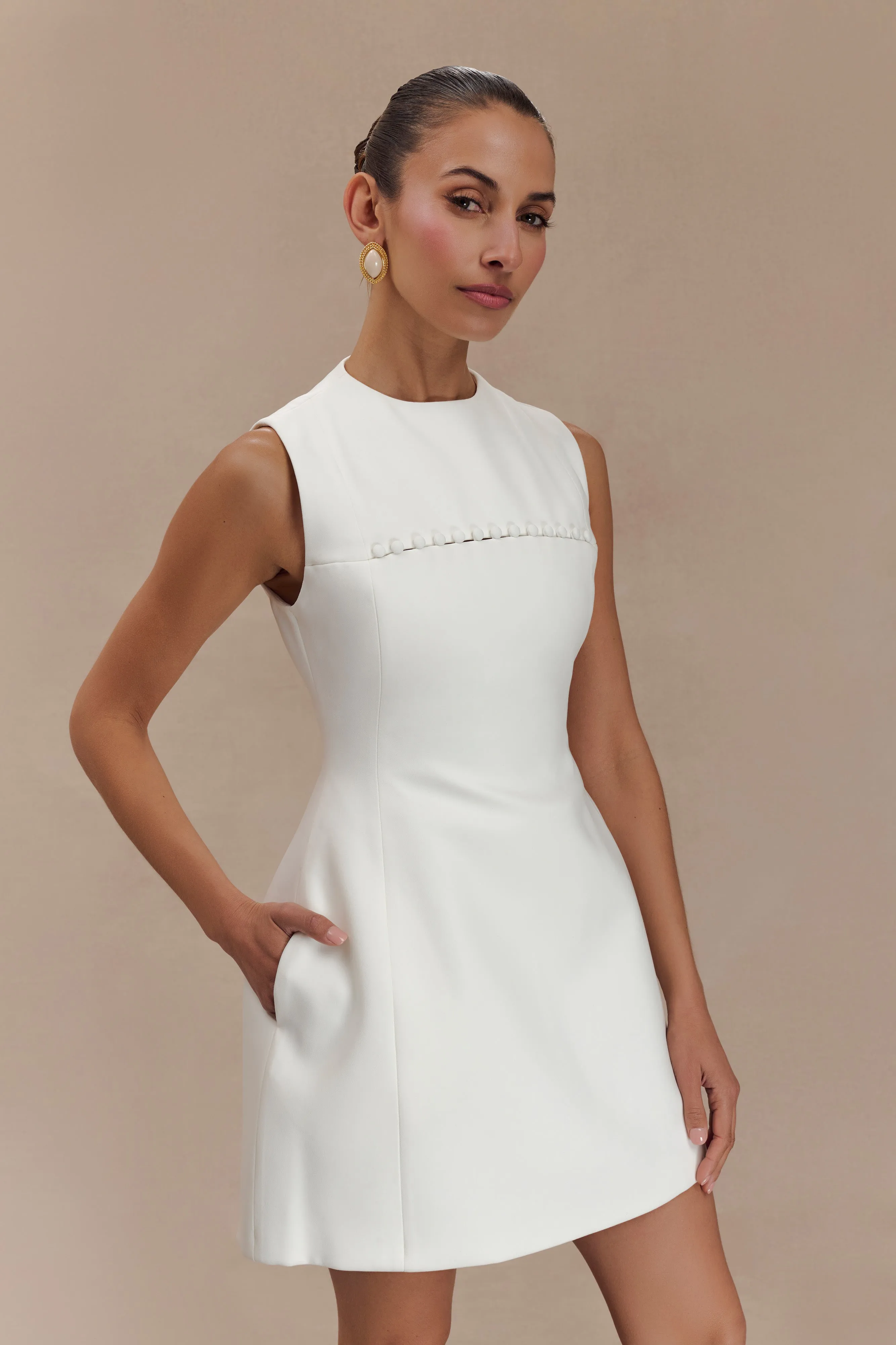 Winona Suiting Mini Dress With Cut Out - White sold by Meshki product image thumbnail 4