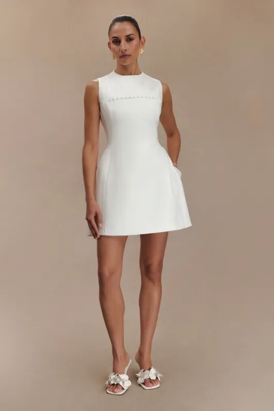 Winona Suiting Mini Dress With Cut Out - White sold by Meshki