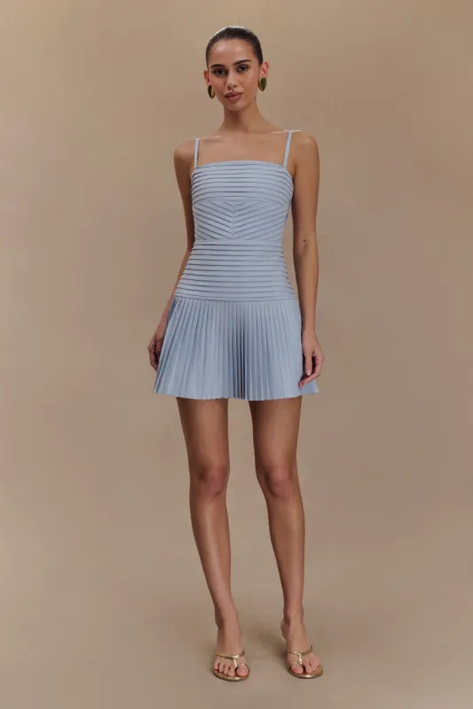 Rylee Multi Pleat Mini Dress - Ice Blue sold by Meshki