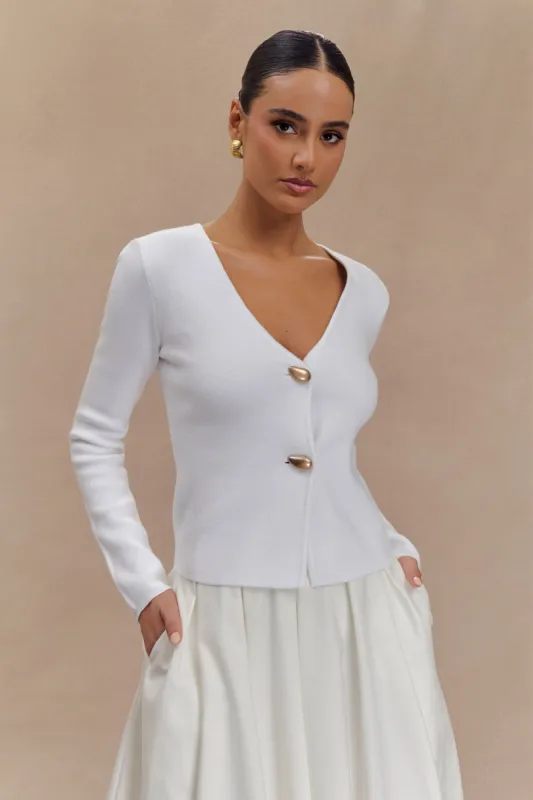Veda Wide Sleeve Knit Cardigan - White sold by Meshki