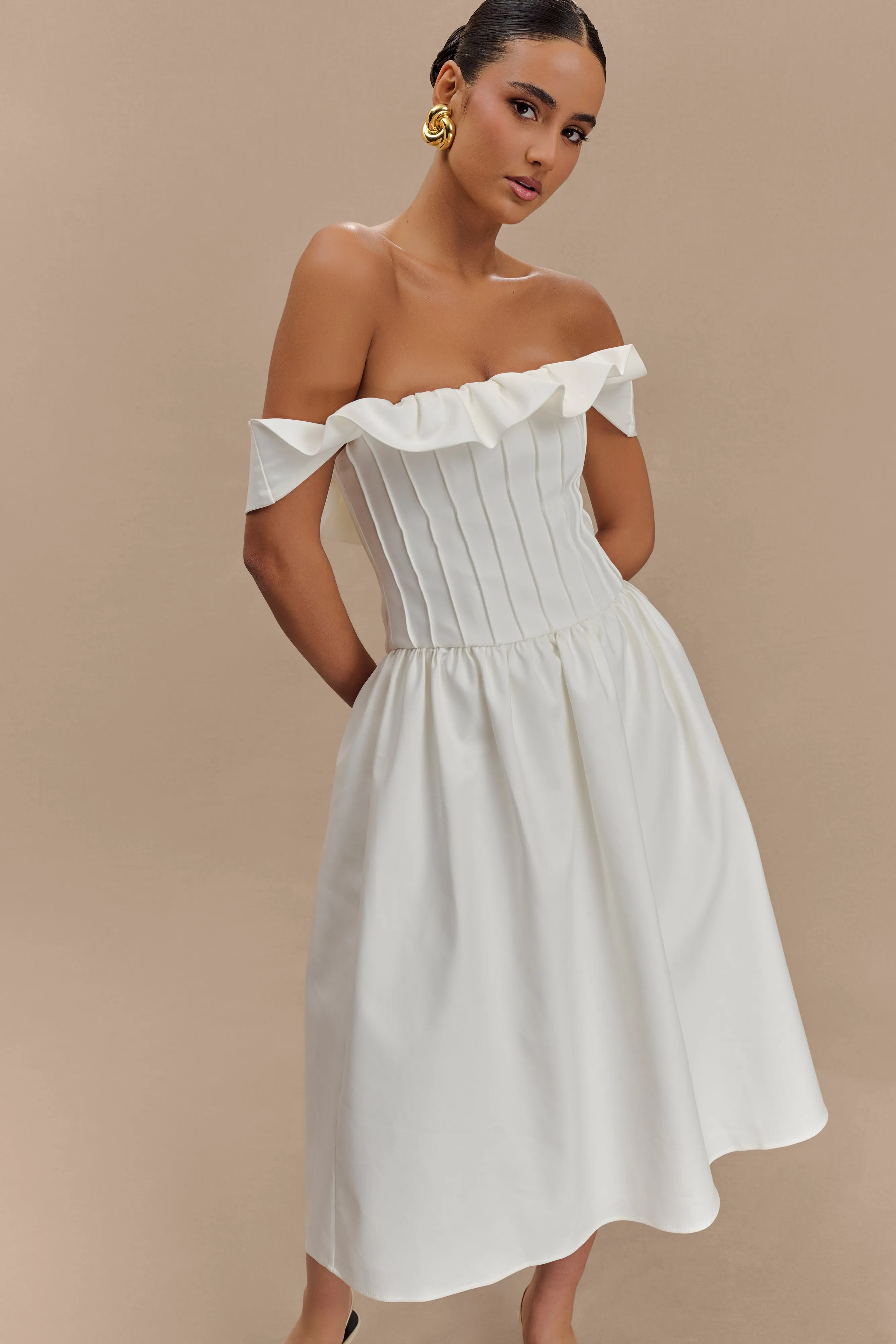 Orla Strapless Cotton Midi Dress - White sold by Meshki product image thumbnail 4