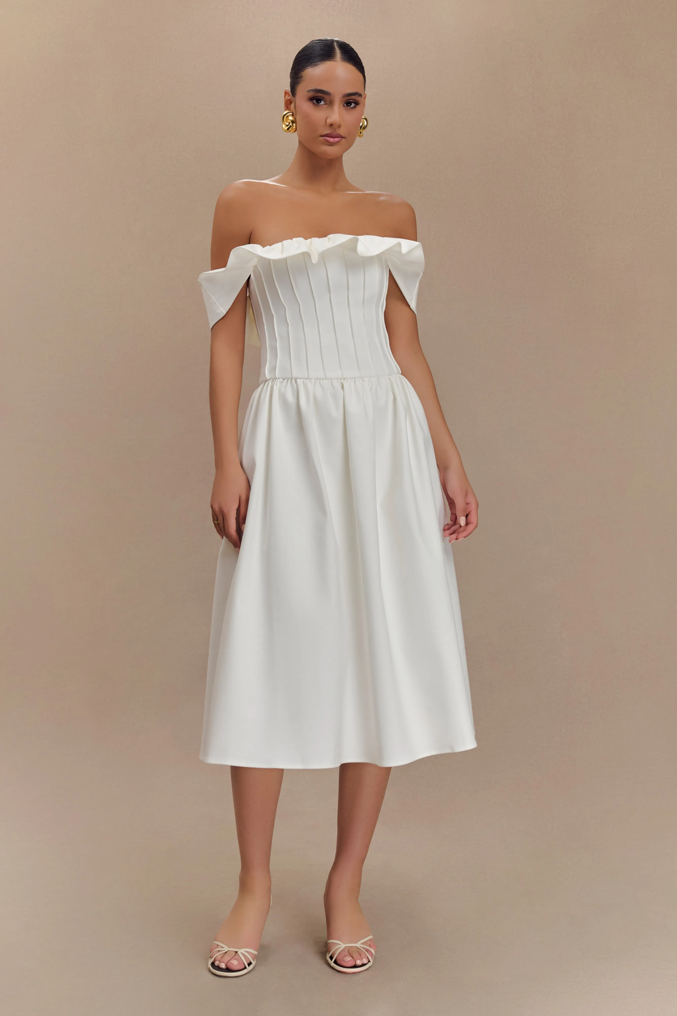 Orla Strapless Cotton Midi Dress - White sold by Meshki product image thumbnail 5