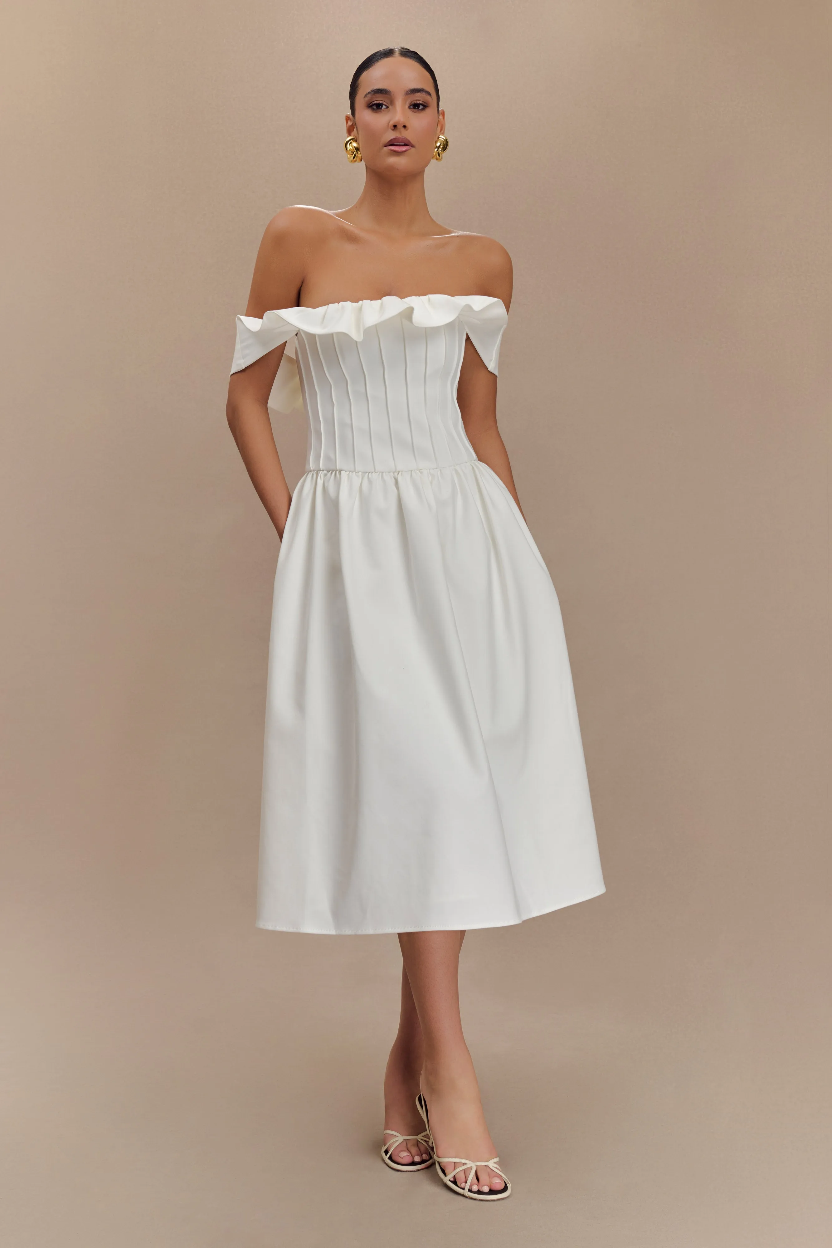 Orla Strapless Cotton Midi Dress - White sold by Meshki product image thumbnail 2