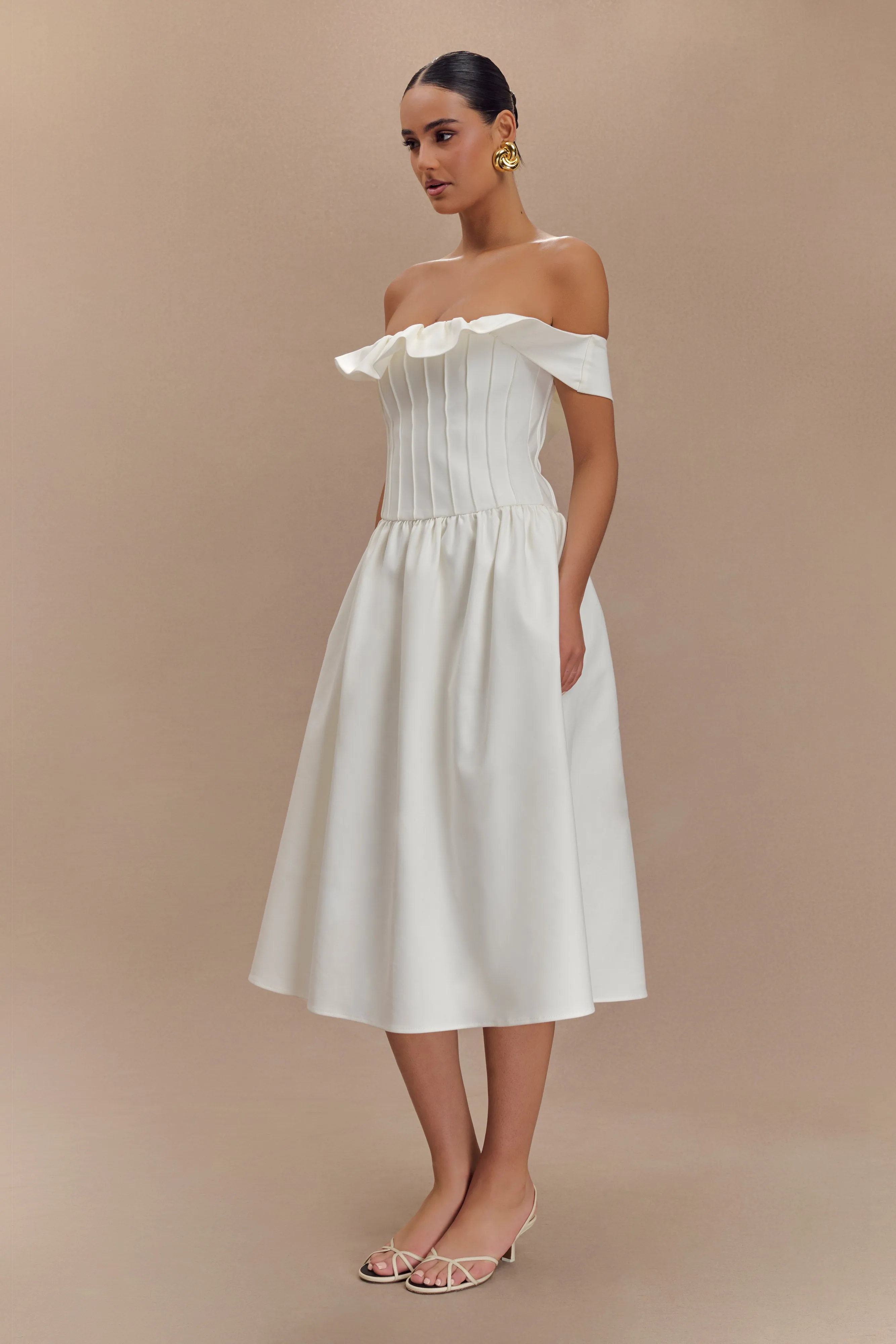 Orla Strapless Cotton Midi Dress - White sold by Meshki product image thumbnail 3