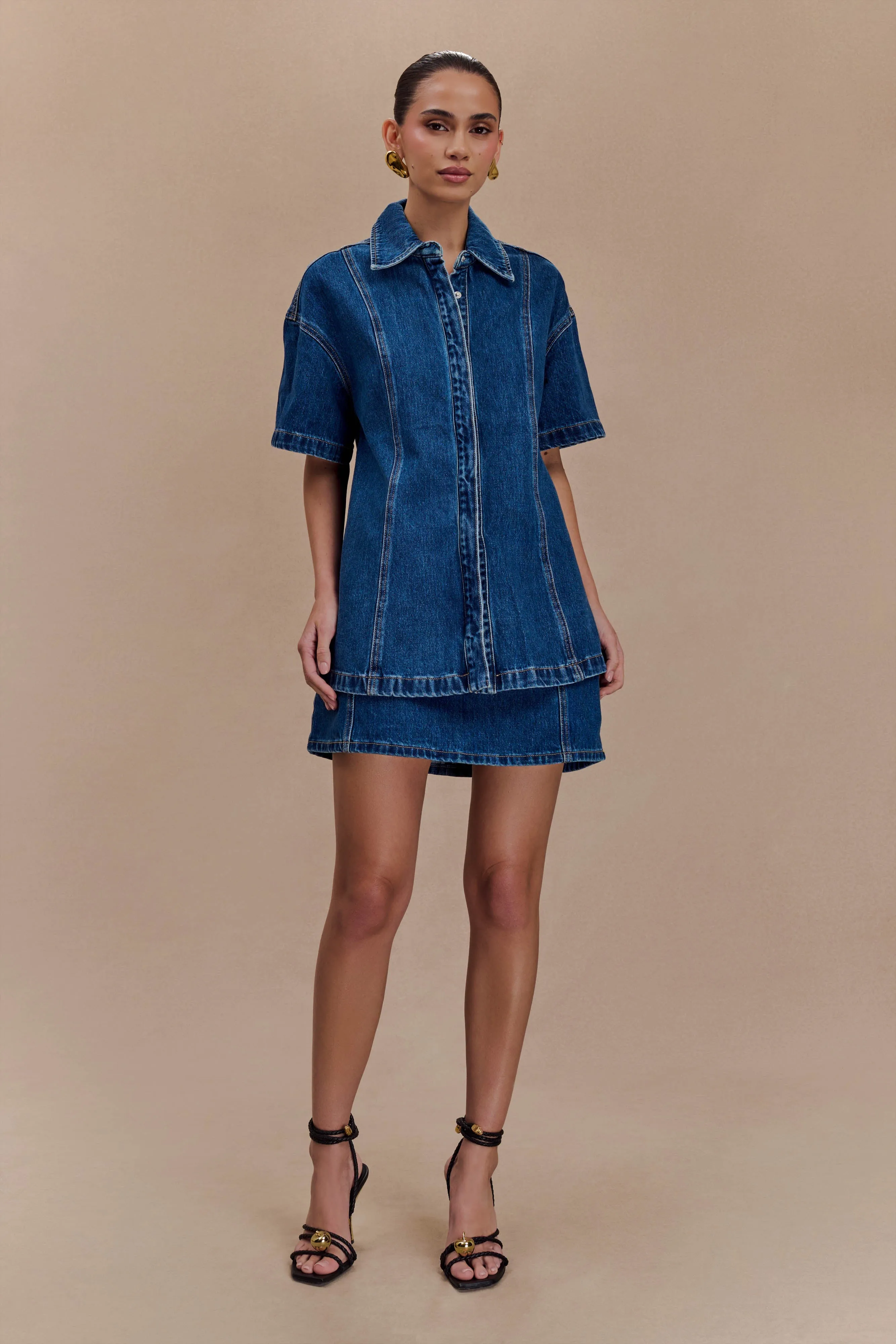 Maya Oversized Denim Shirt - Dark Blue sold by Meshki product image thumbnail 4