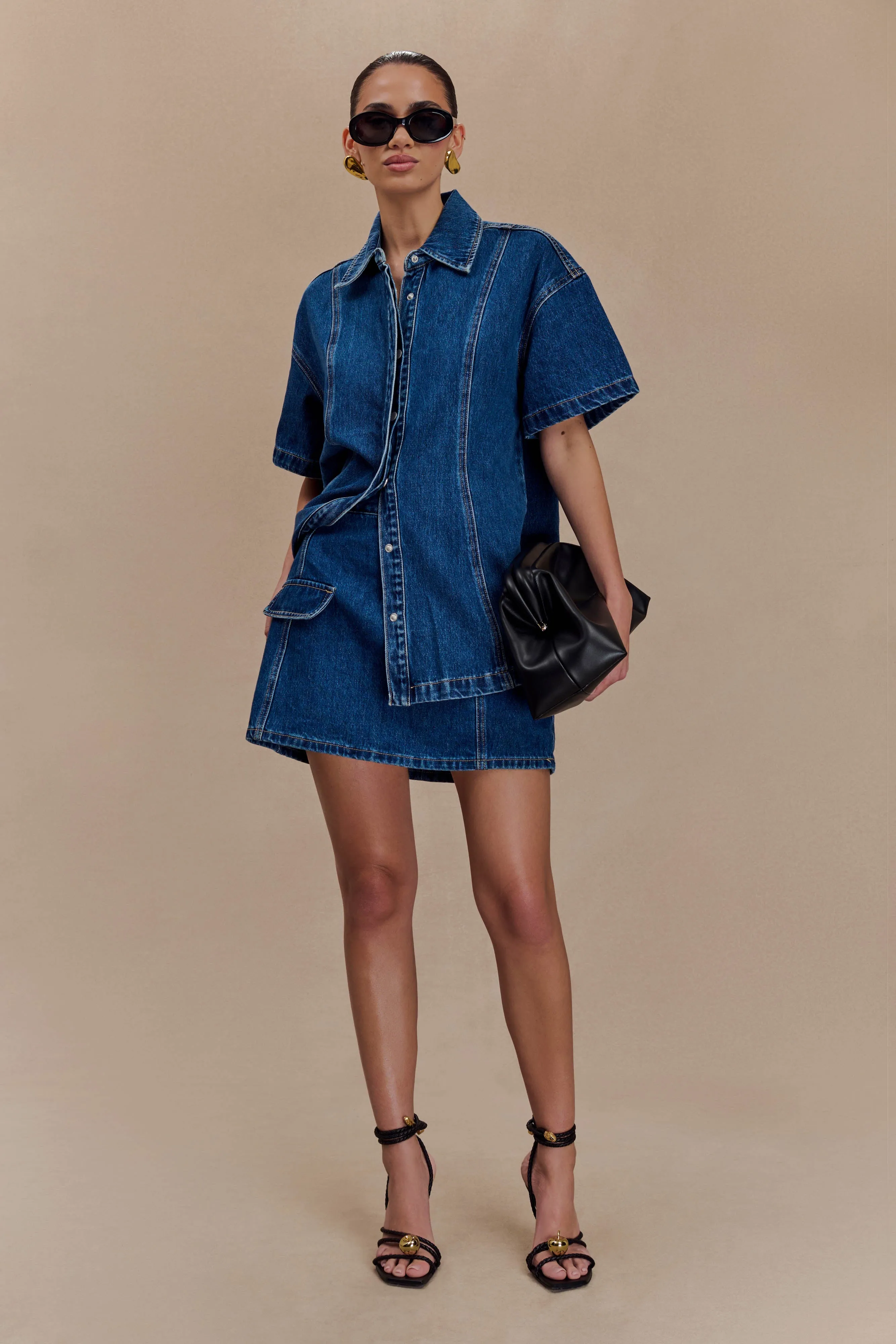 Rosalyn Mini Denim Skort - Dark Blue sold by Meshki product image thumbnail 5