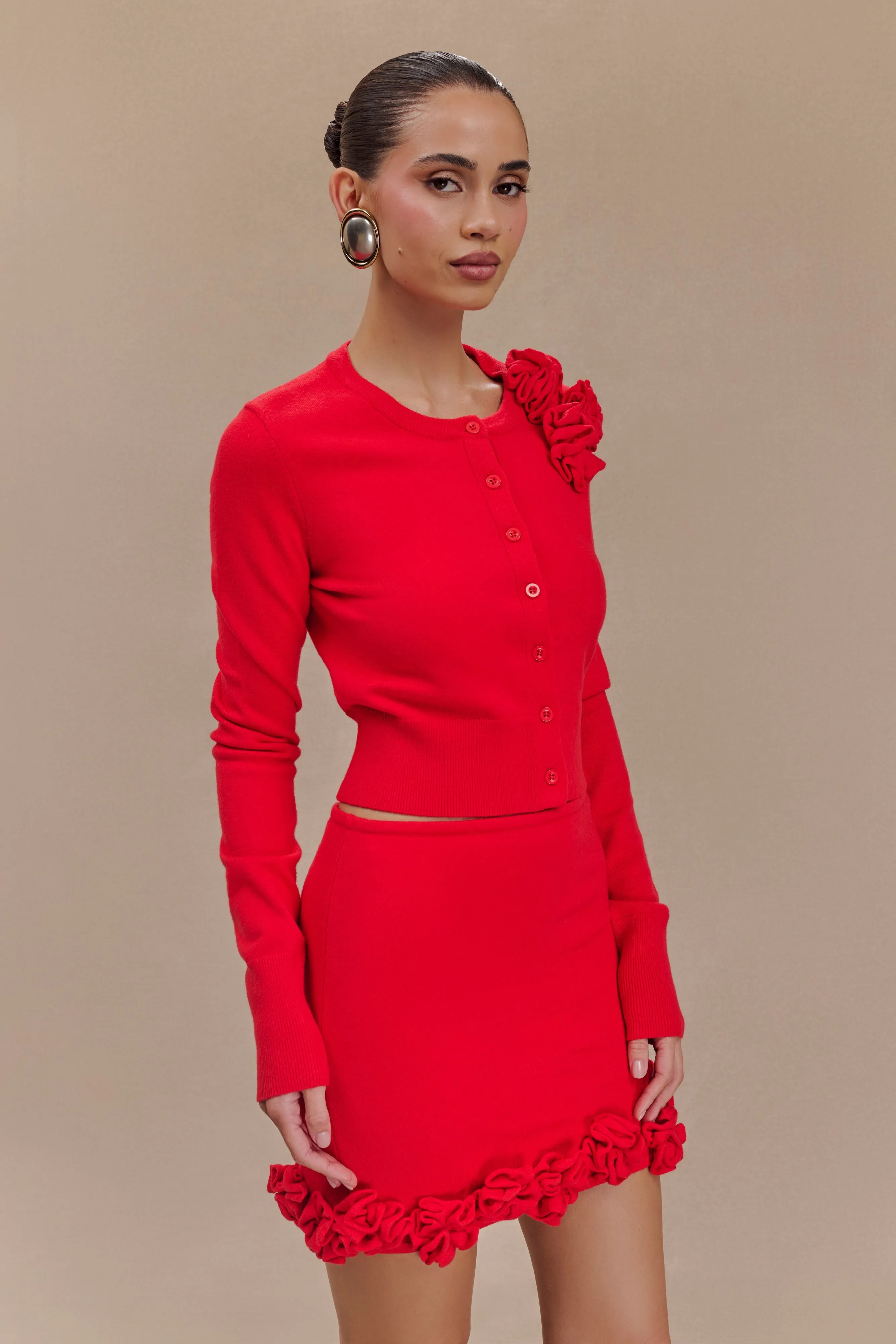 Gianna Knit Cardigan With Flowers - Red sold by Meshki product image thumbnail 4