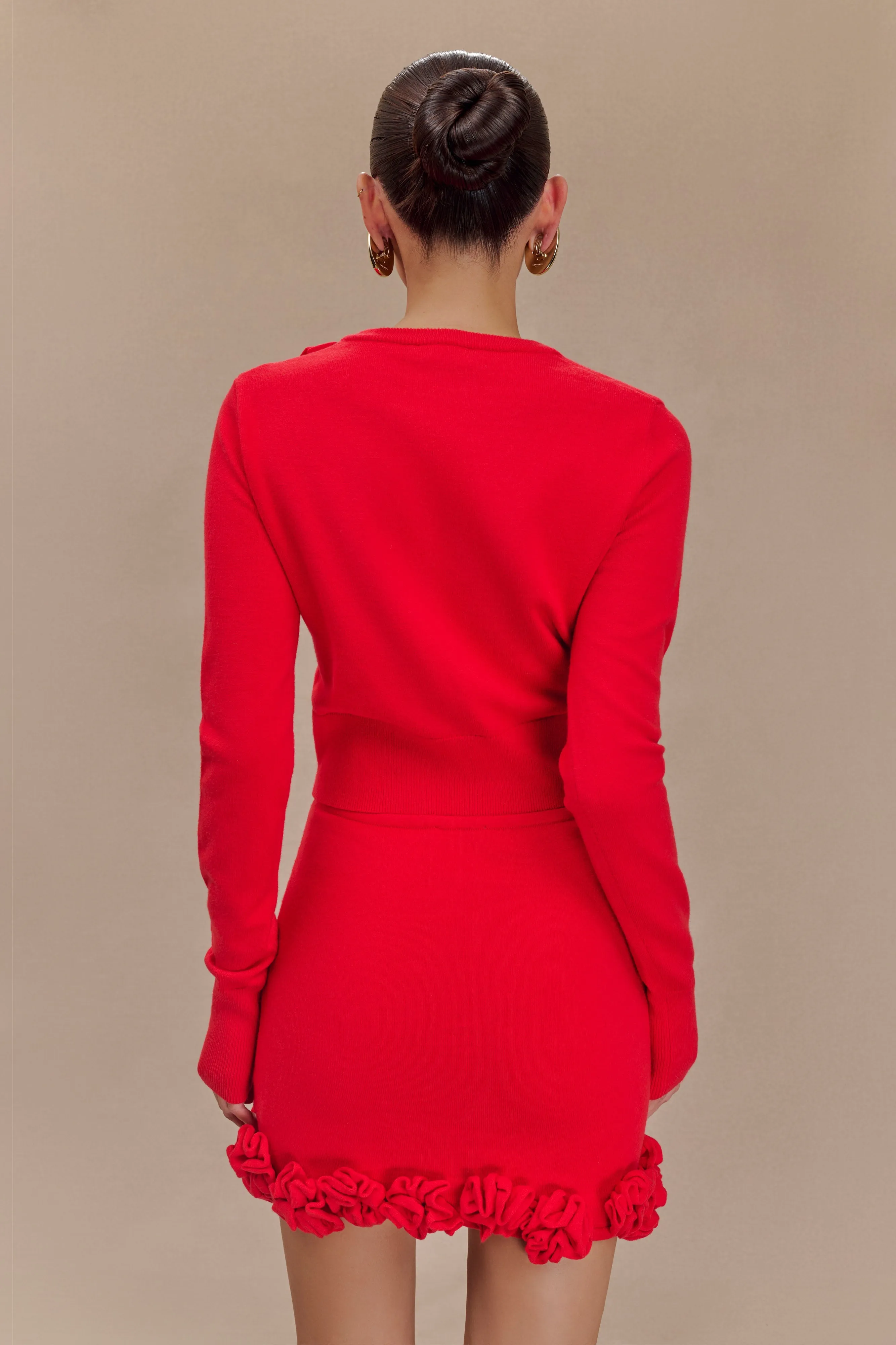 Gianna Knit Cardigan With Flowers - Red sold by Meshki product image thumbnail 2