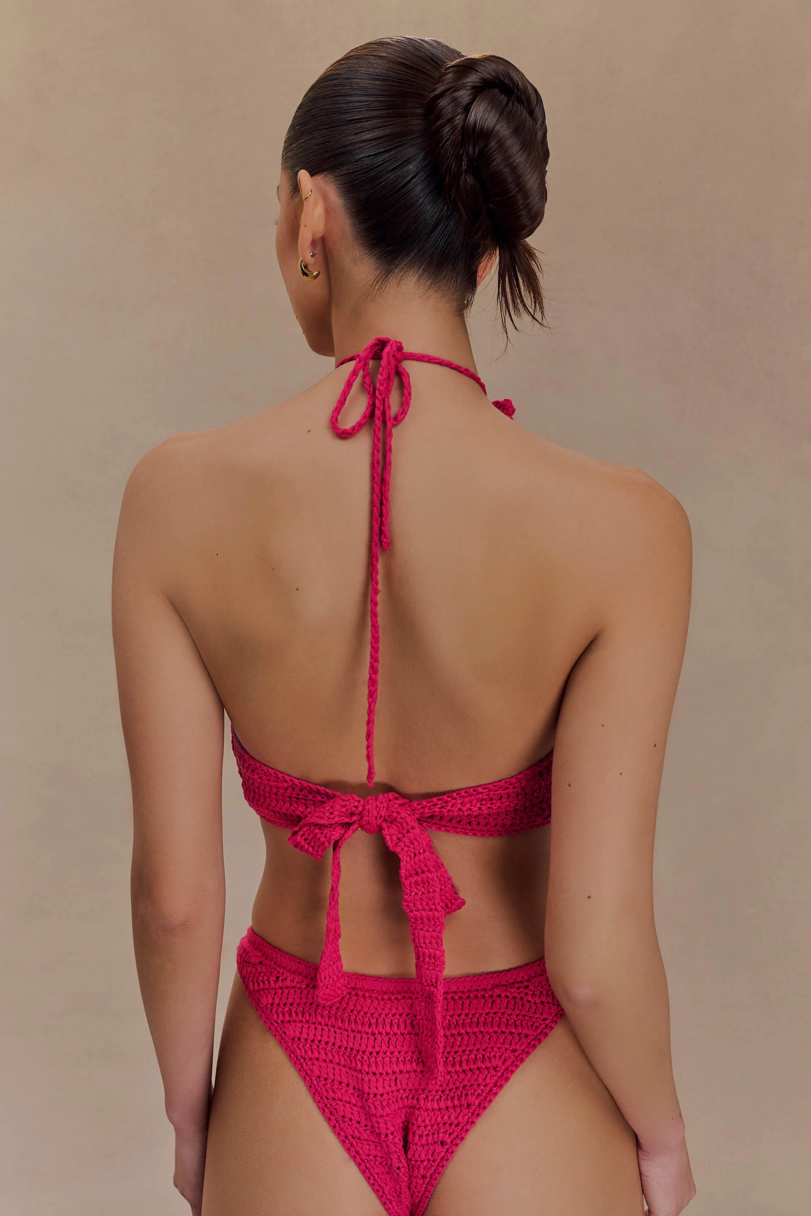 River Floral Crochet Bikini Top - Pink Cherry sold by Meshki product image thumbnail 4