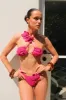 River Floral Crochet Bikini Top - Pink Cherry sold by Meshki