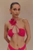 River Floral Crochet Bikini Top - Pink Cherry sold by Meshki