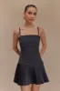 Rylee Multi Pleat Mini Dress - Charcoal sold by Meshki