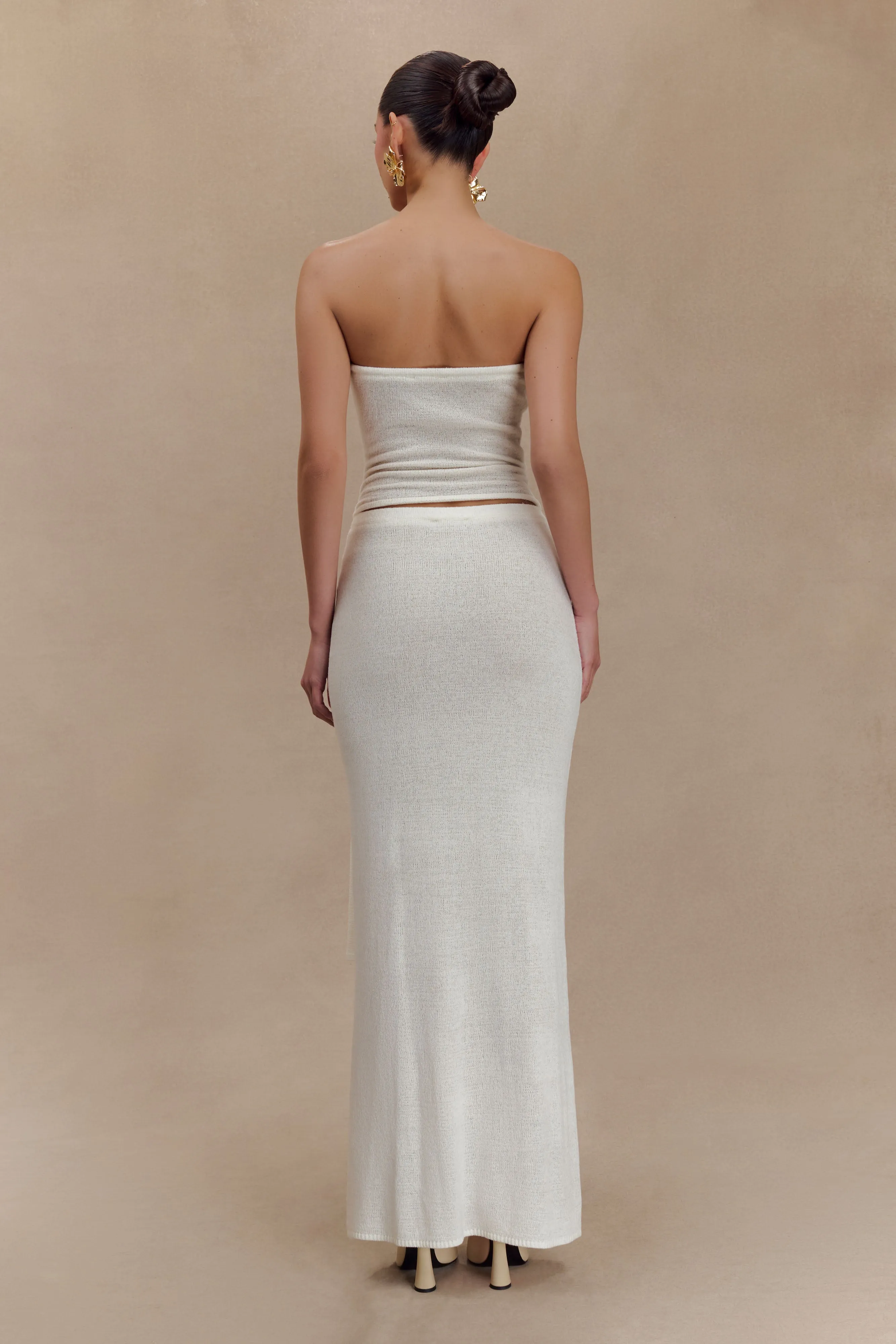 Phoebe Strapless Tie Knit Top - Ivory sold by Meshki product image thumbnail 3