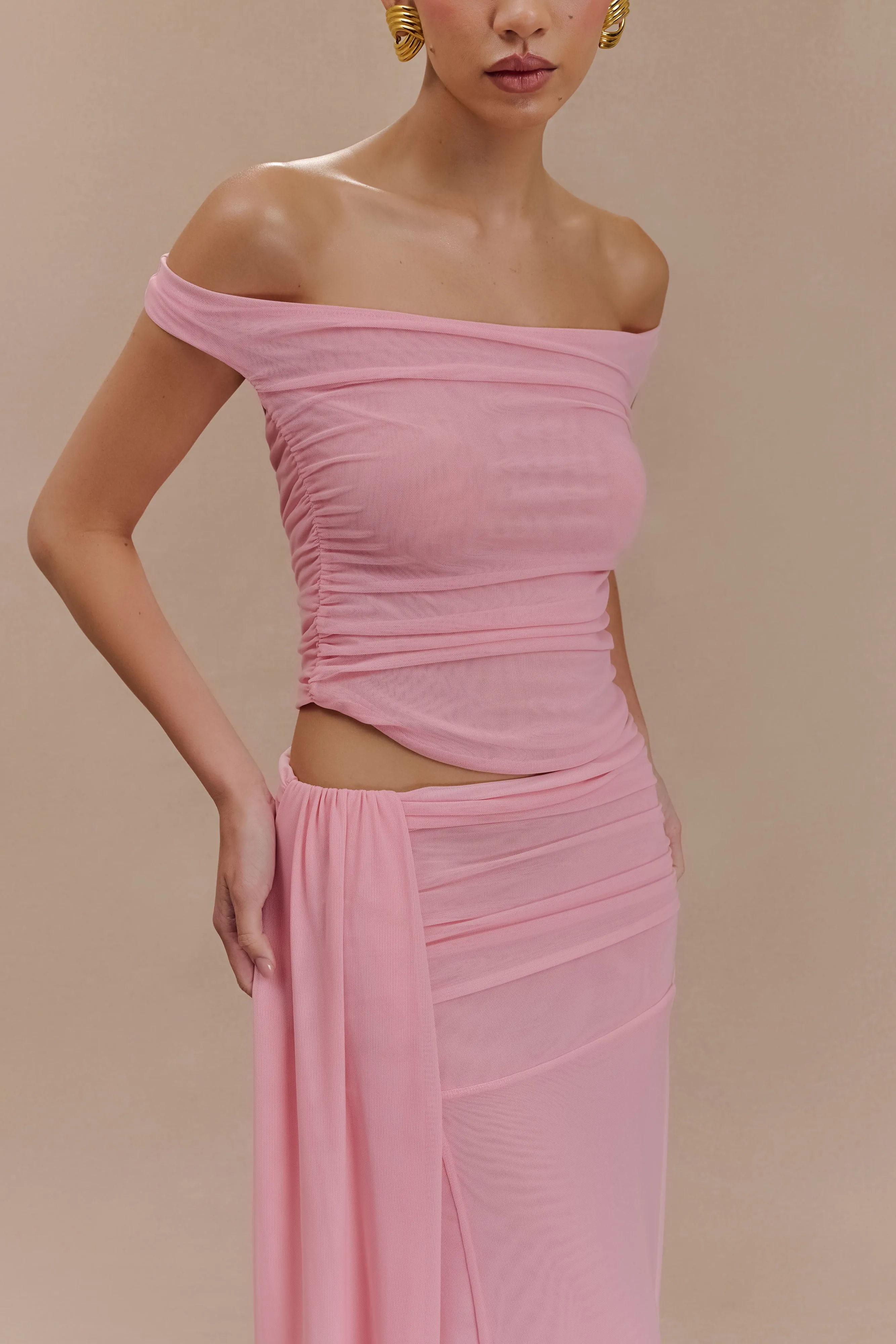 Brooklyn Mesh Crop Top - Candy Pink sold by Meshki product image thumbnail 3