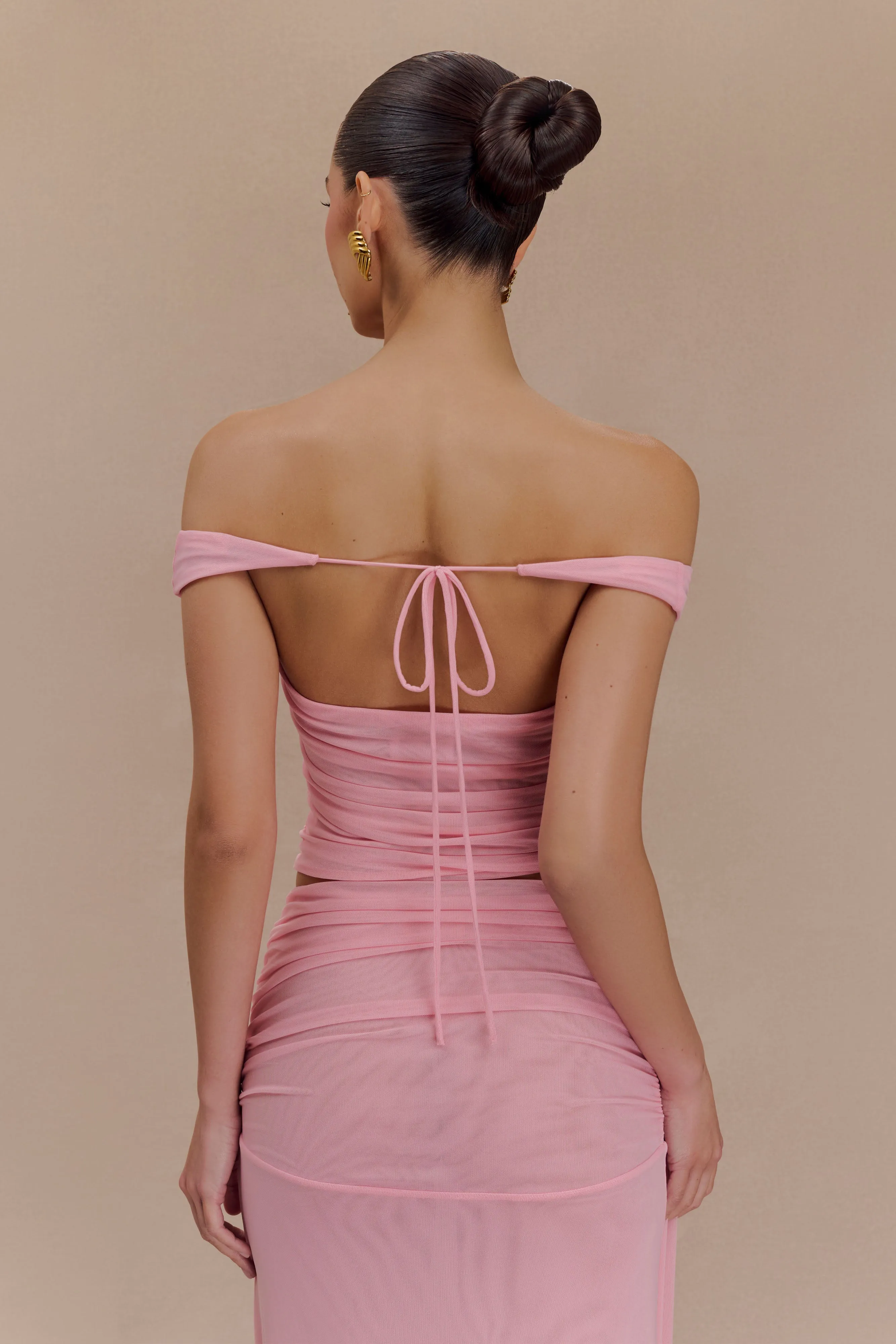 Brooklyn Mesh Crop Top - Candy Pink sold by Meshki product image thumbnail 2