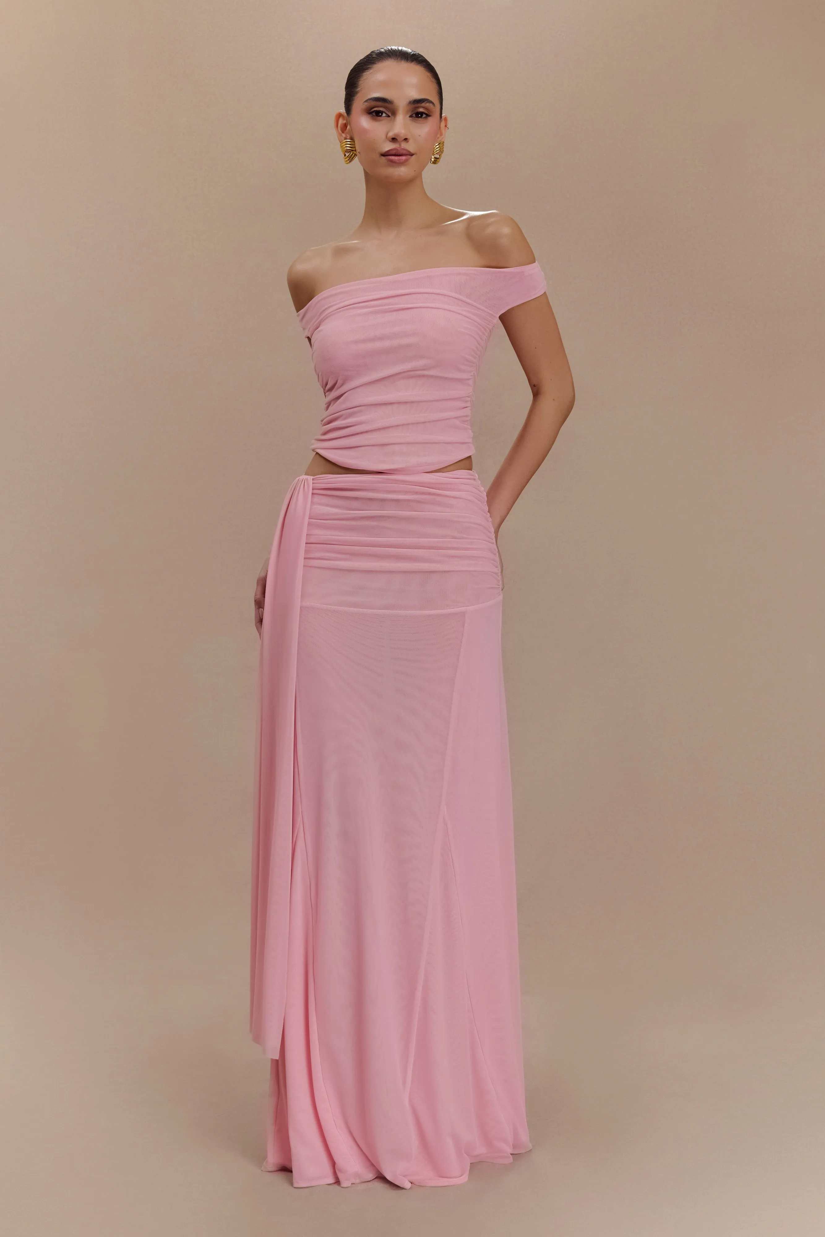 Arna Mesh Maxi Skirt - Candy Pink sold by Meshki