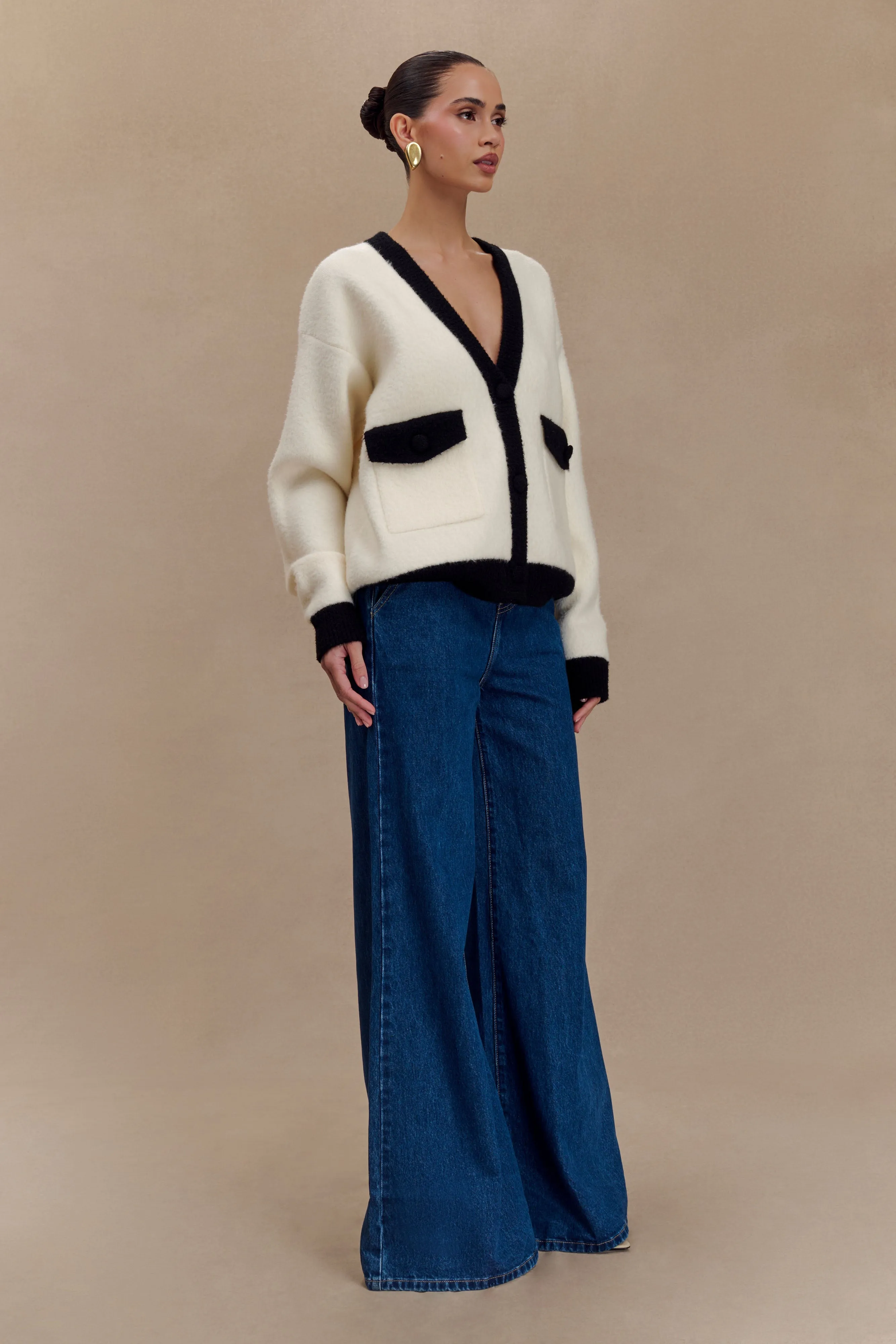 Jen Wide Leg Flare Denim Jeans - Dark Blue sold by Meshki product image thumbnail 5