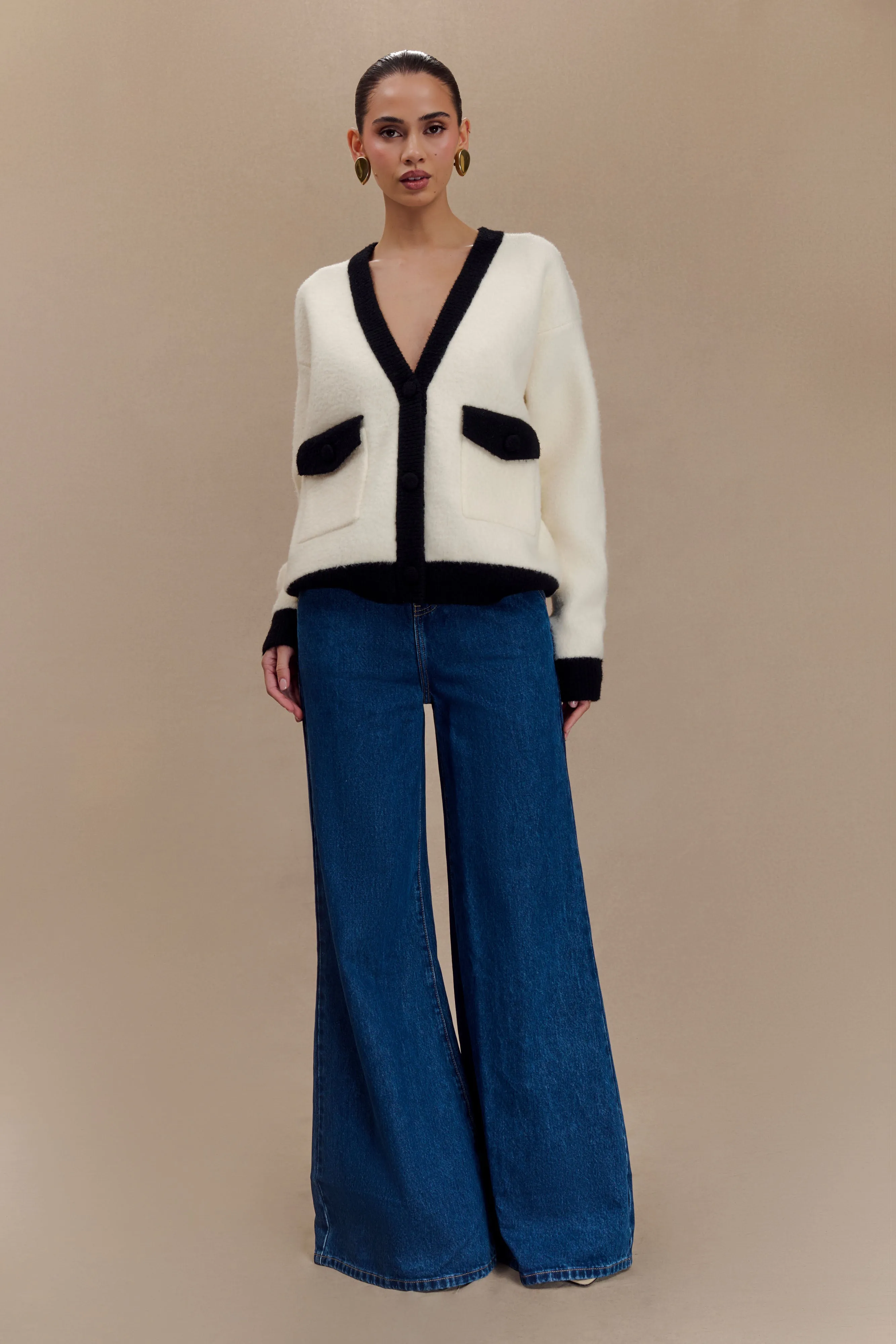 Jen Wide Leg Flare Denim Jeans - Dark Blue sold by Meshki product image thumbnail 3