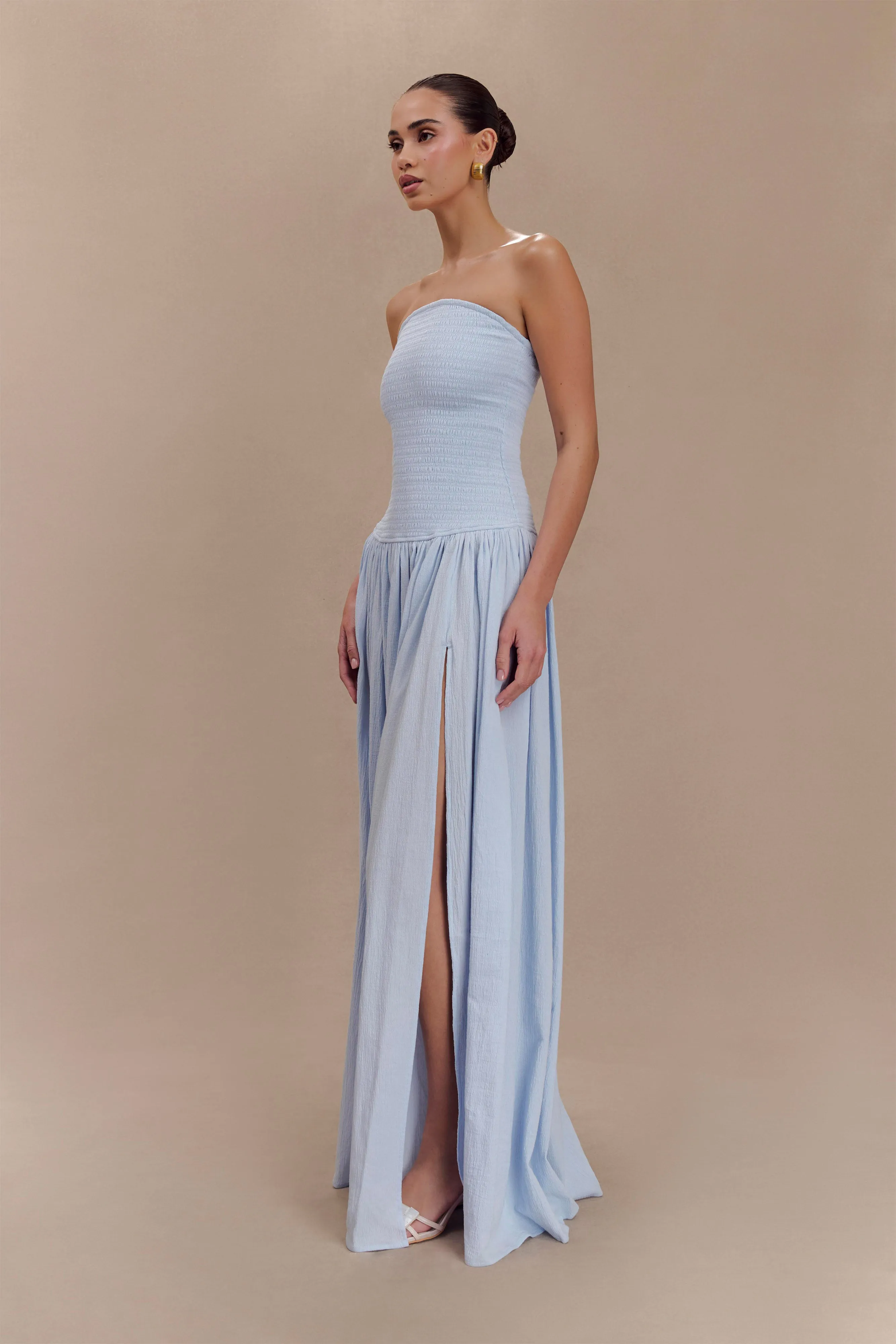 Maureen Cotton Shirring Maxi Dress - Powder Blue sold by Meshki product image thumbnail 3