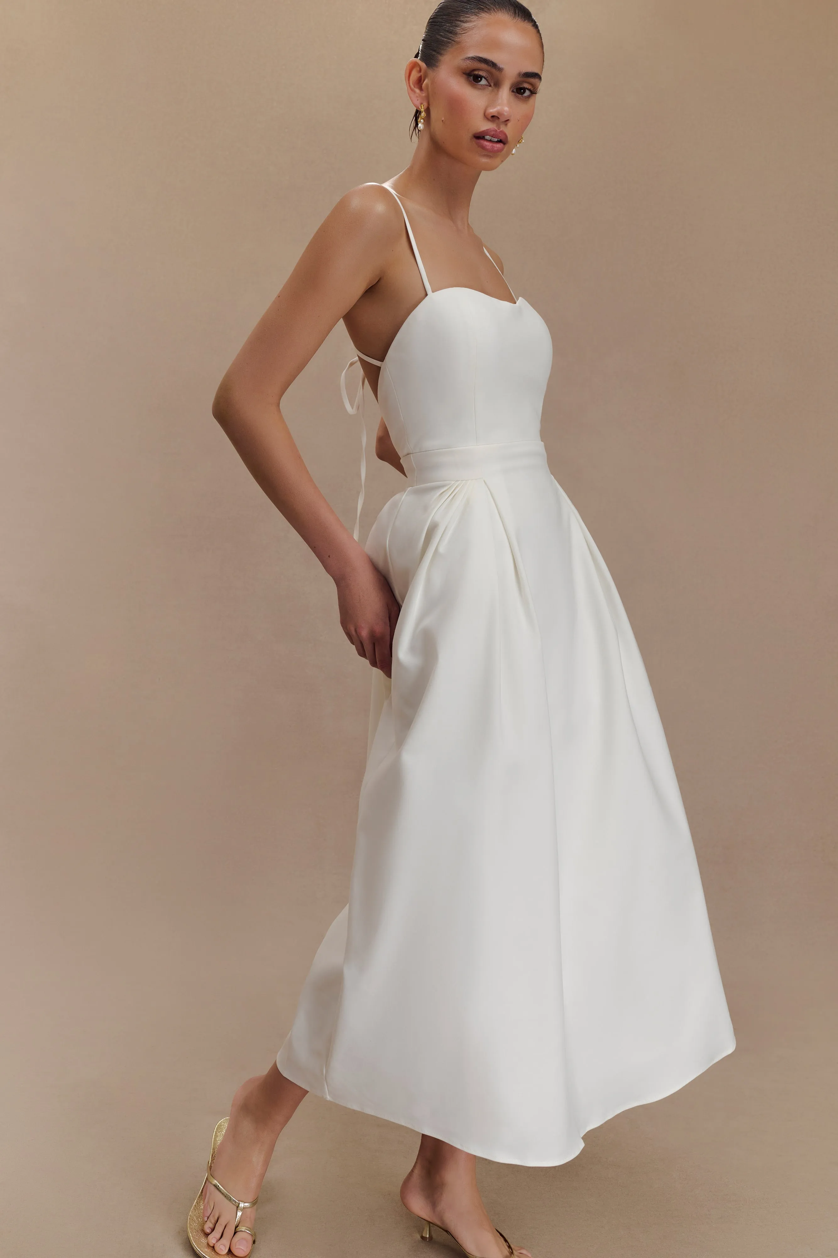 Rebecca Cotton Midi Dress - White sold by Meshki product image thumbnail 3