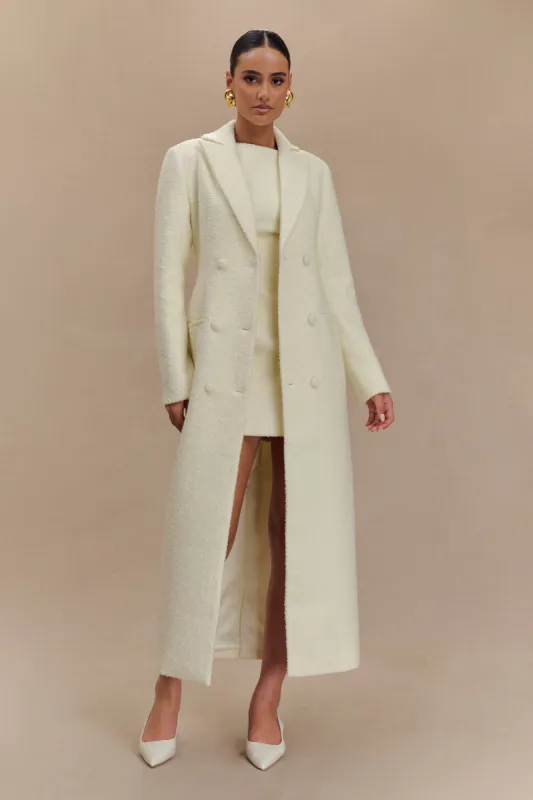 Carver Boucle Coat - Ivory sold by Meshki