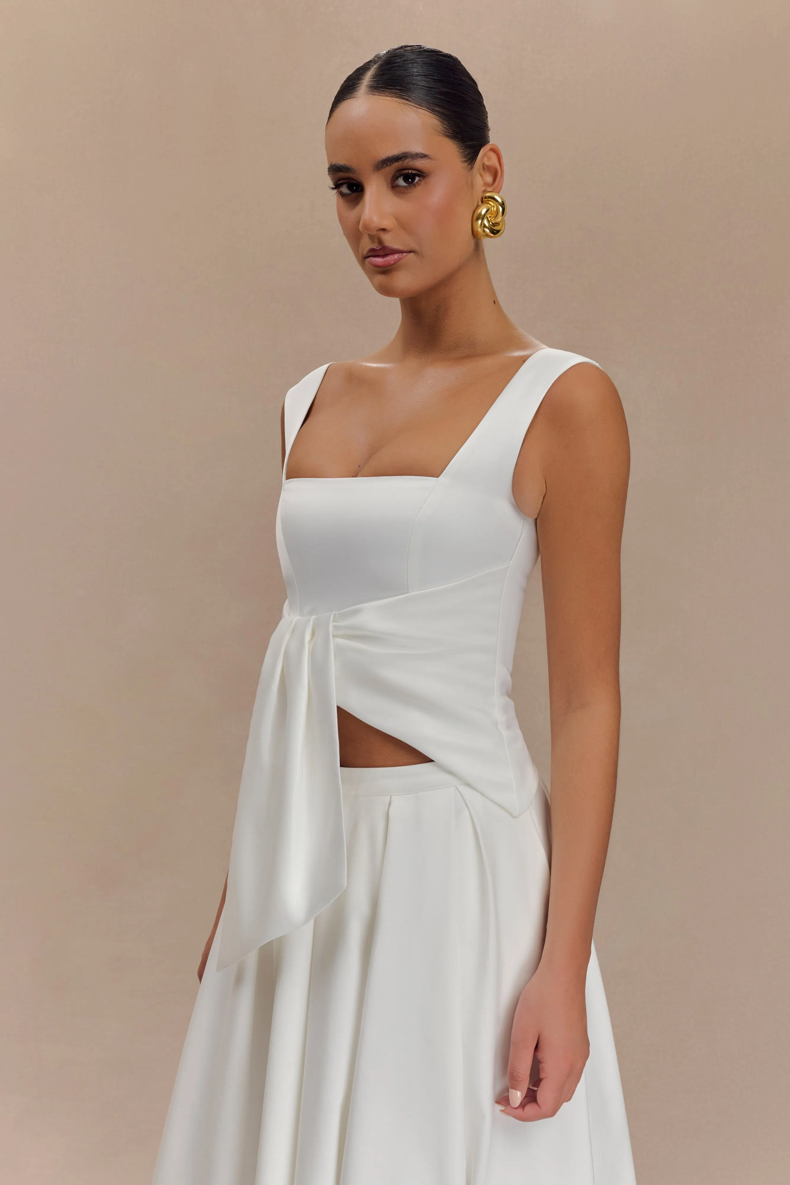 Bryony Satin Structured Sleeveless Top - White sold by Meshki product image thumbnail 4