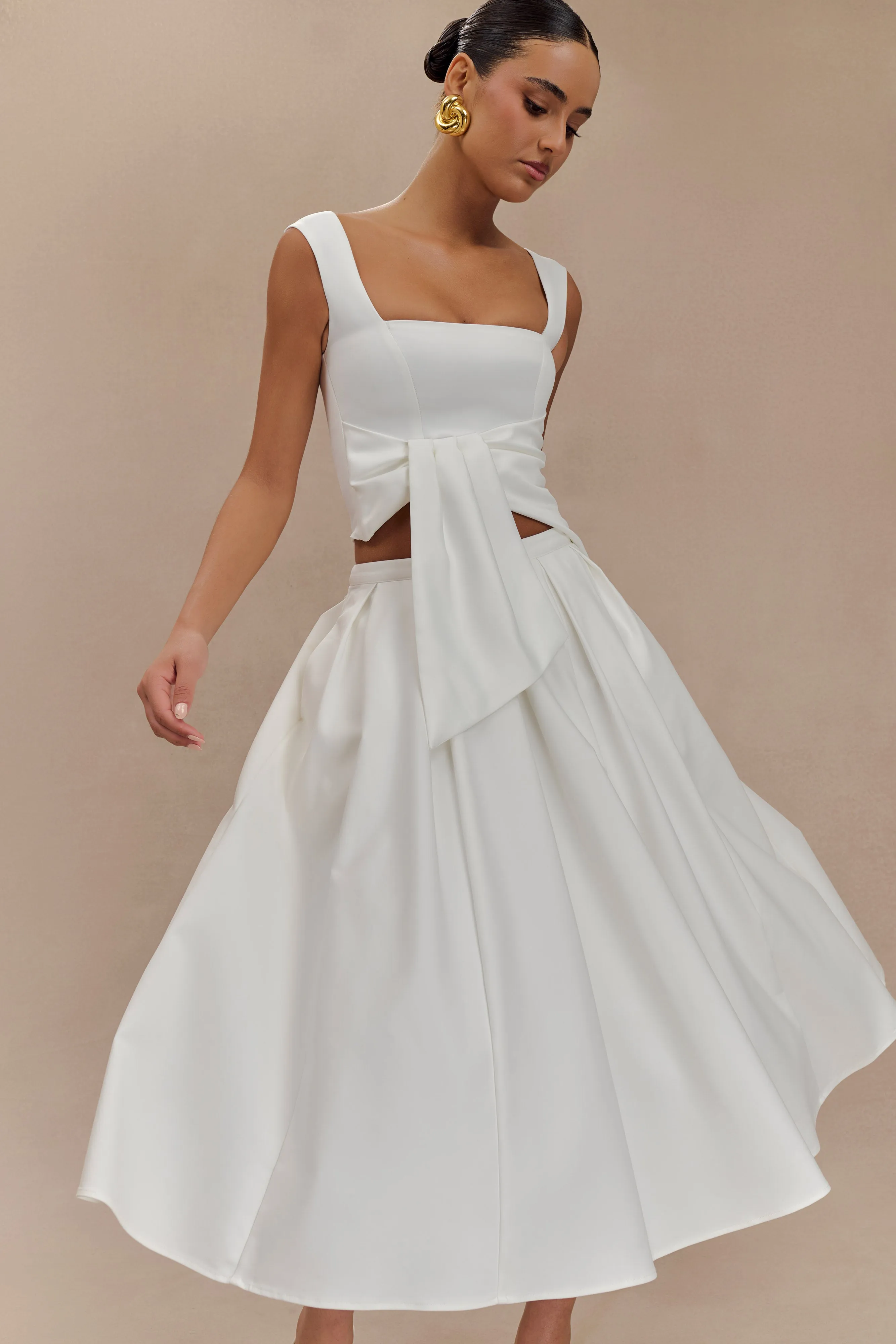 Bryony Satin Structured Sleeveless Top - White sold by Meshki product image thumbnail 3