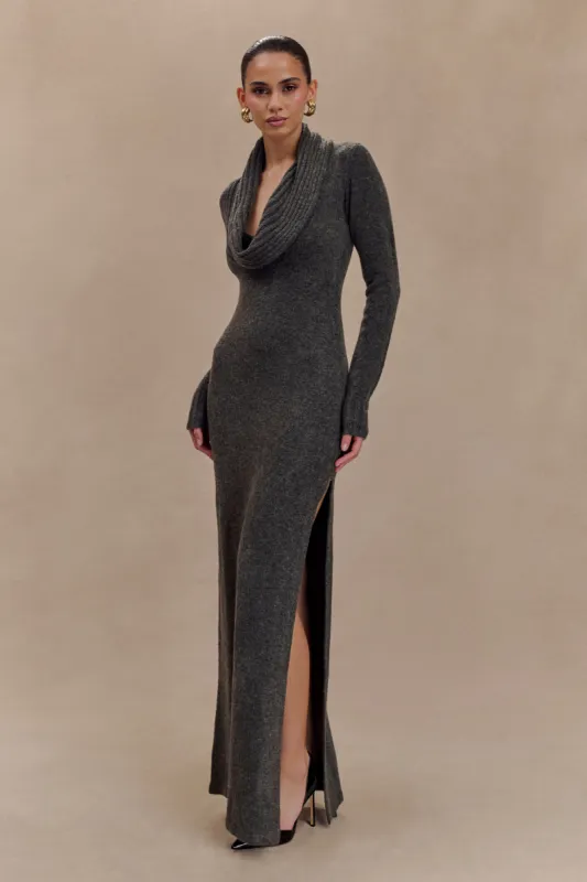 Alessandra Reversible Knit Maxi Dress - Charcoal Marle sold by Meshki