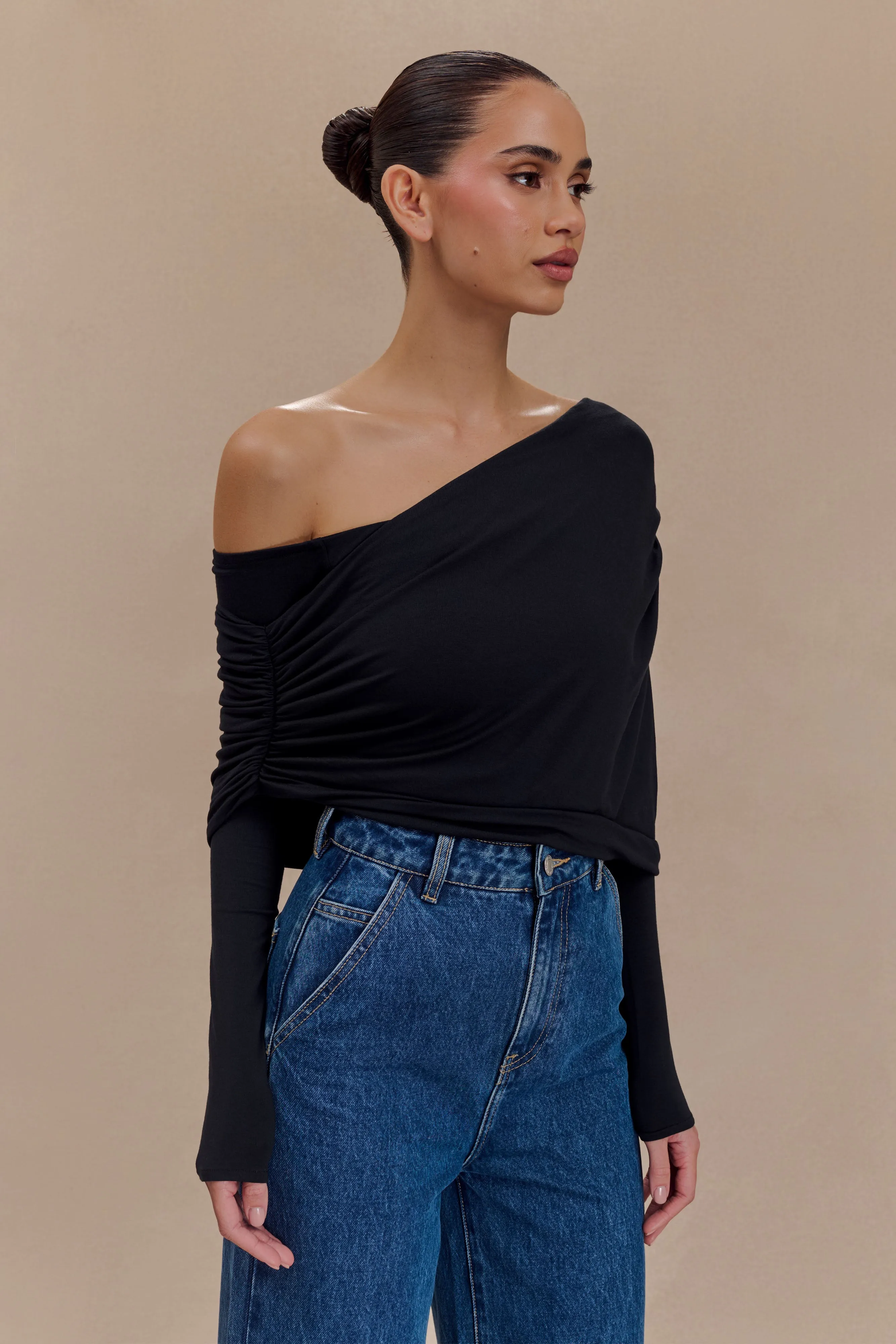 Corinna Modal One Shoulder Top - Black sold by Meshki product image thumbnail 4