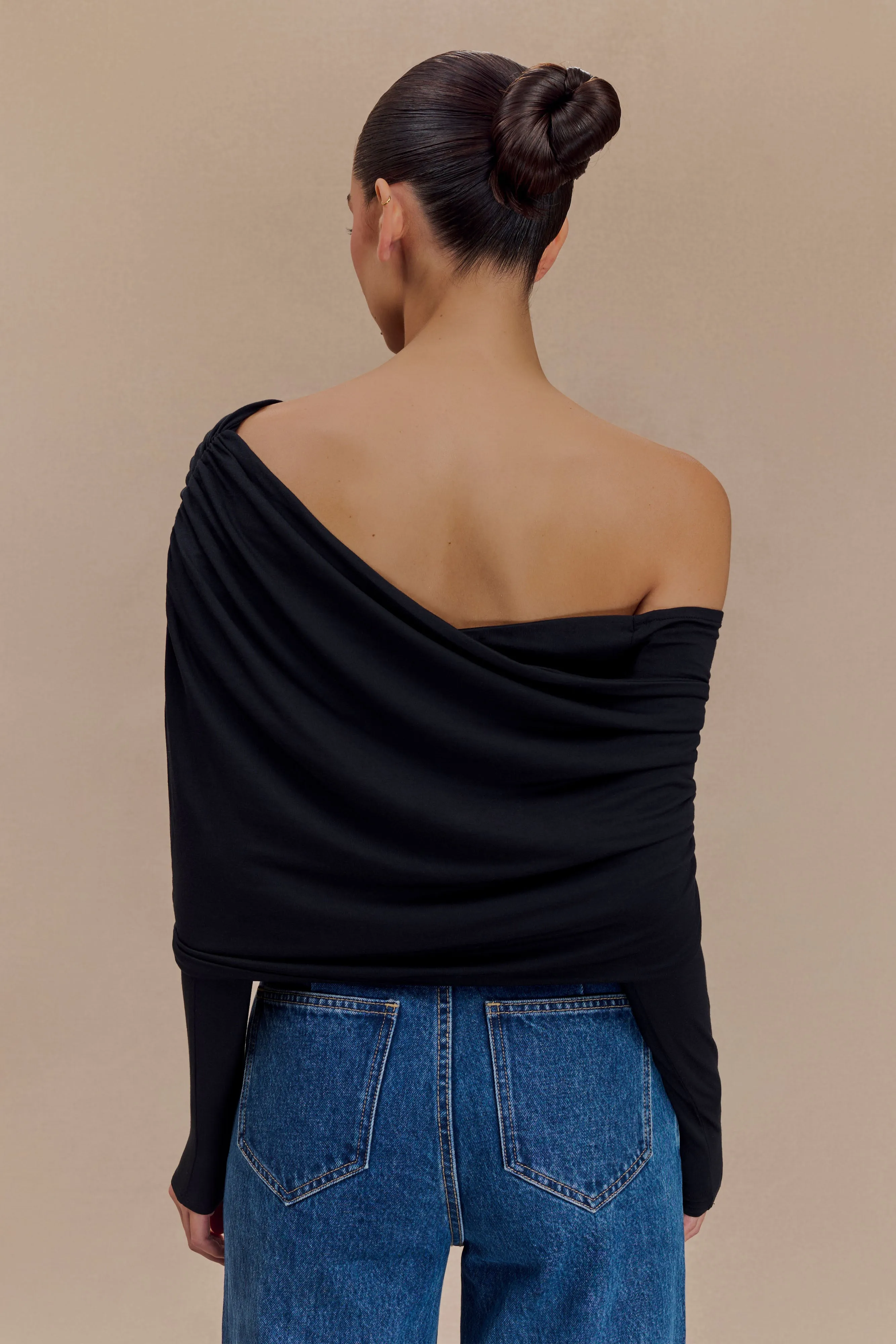 Corinna Modal One Shoulder Top - Black sold by Meshki product image thumbnail 2