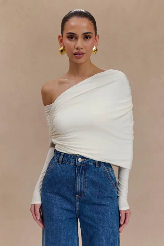 Corinna Modal One Shoulder Top - Ivory sold by Meshki