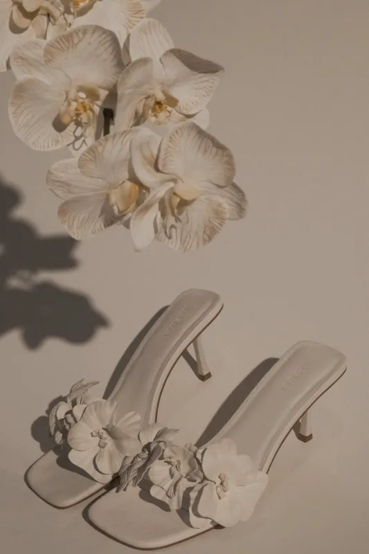 Melissa Floral Heels - Ivory sold by Meshki