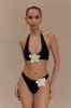 Skye Floral Crochet Tie Up Bikini Bottom - Black And White sold by Meshki