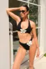 Skye Floral Crochet Tie Up Bikini Bottom - Black And White sold by Meshki